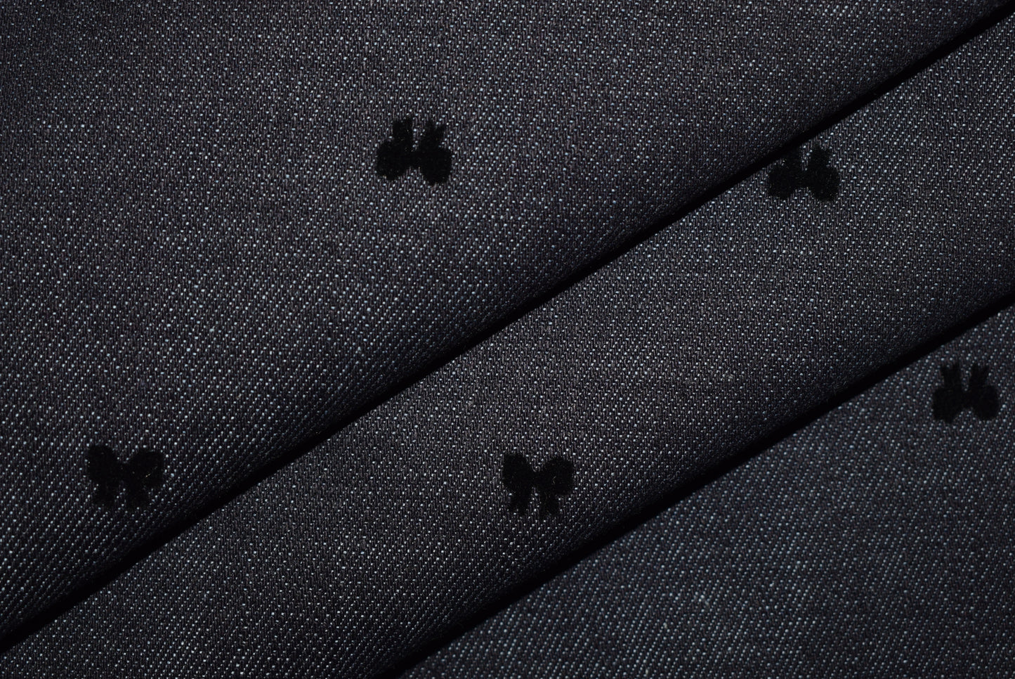 Black Flock Bows On Denim
