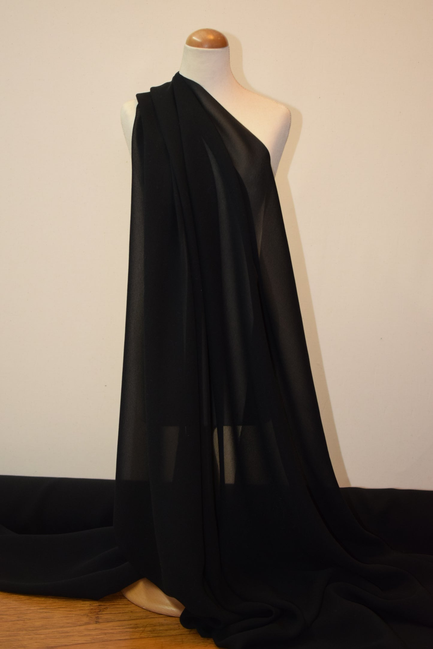 Black Stretch Silk Chiffon