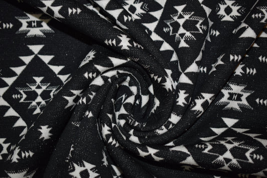 Aztec Print Jersey - Black/Ivory