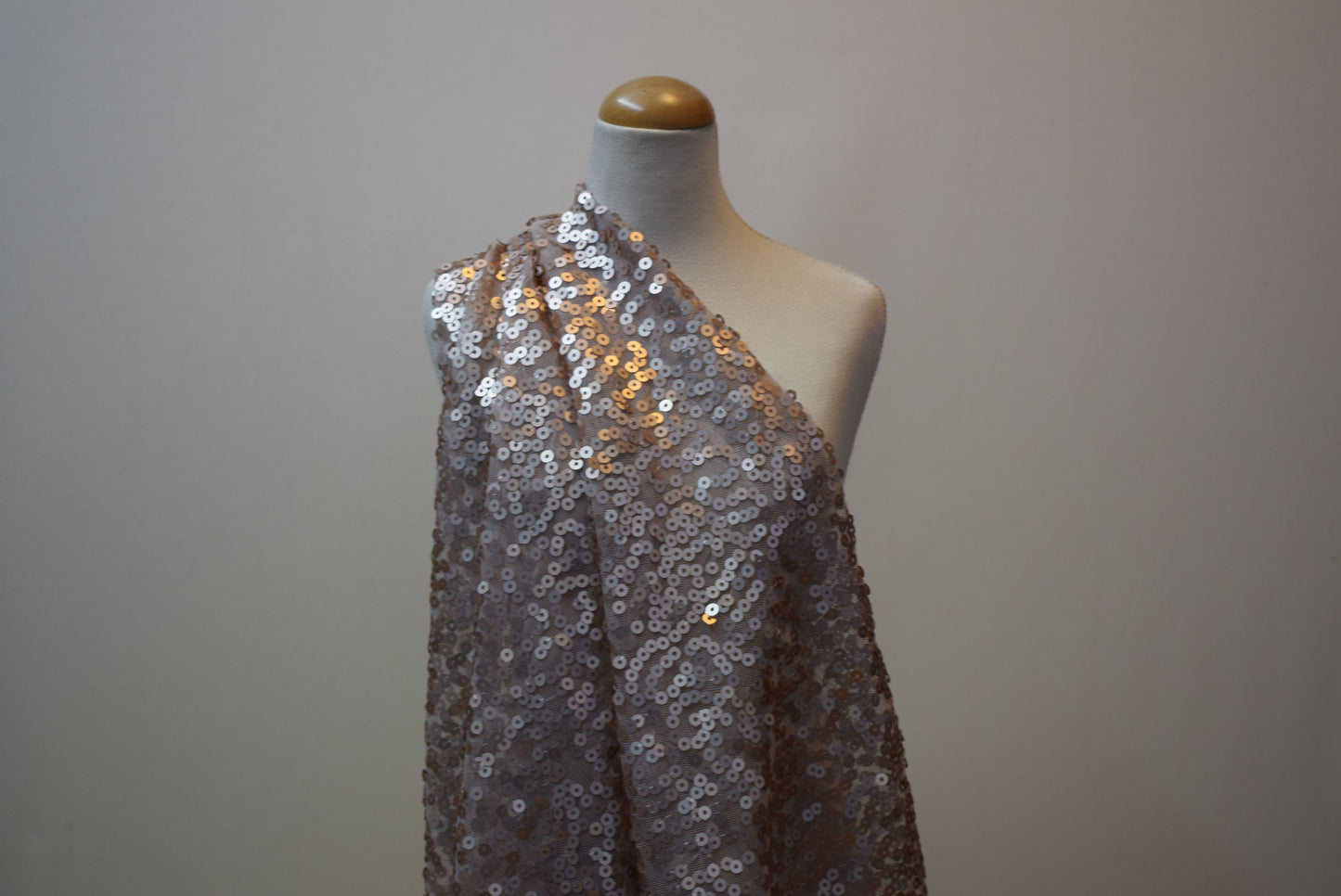 Embroidered Sequin Tulle - Matt Gold