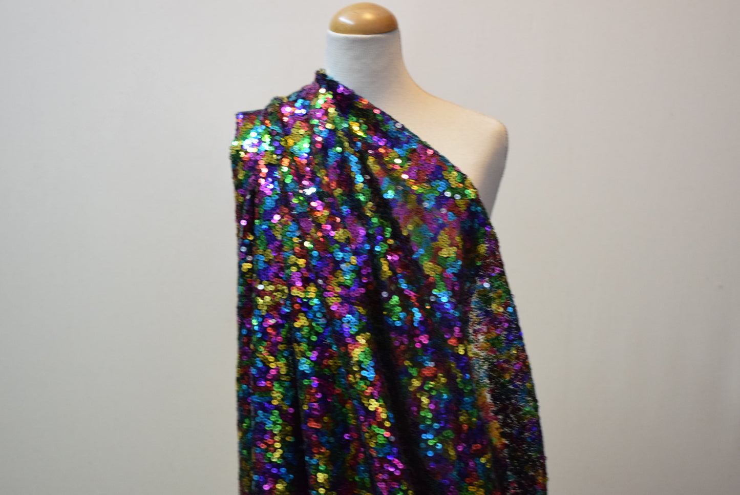 Multi Sequins On Black Tulle