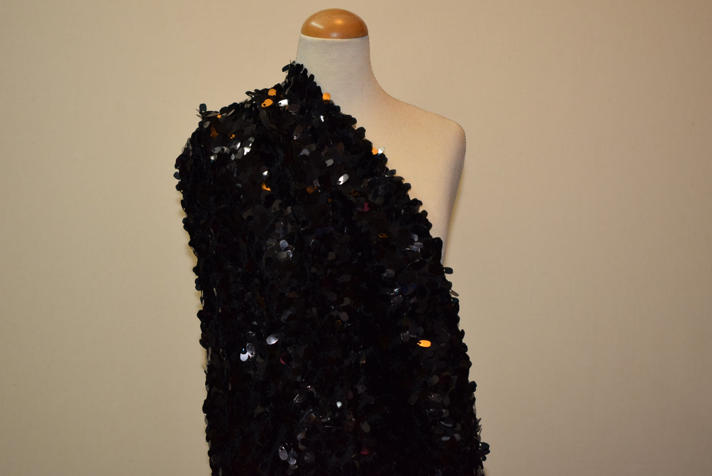 Teardrop Sequins On Black Jersey