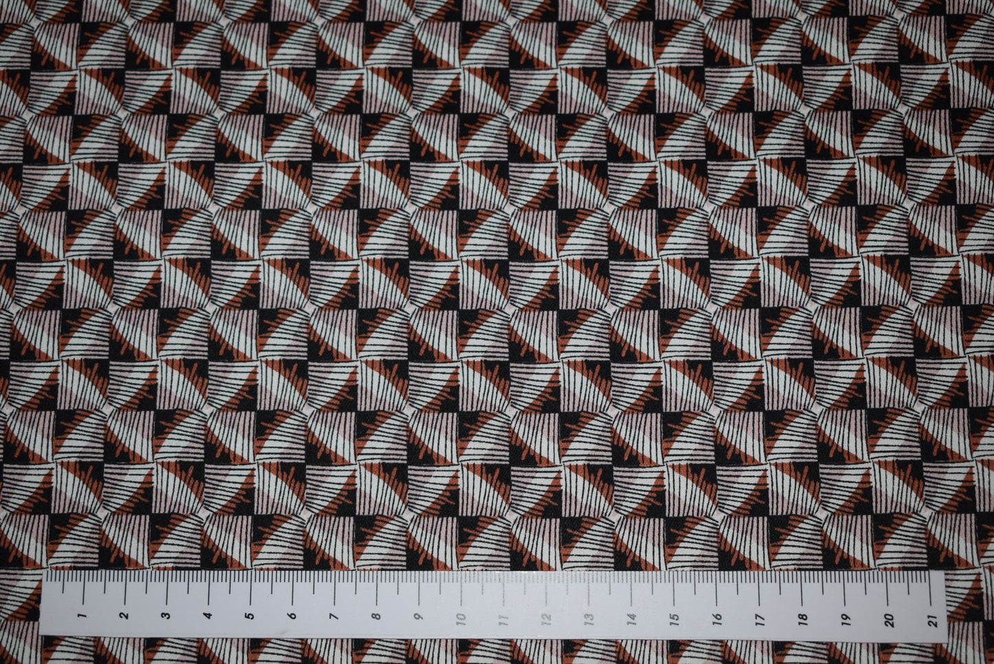 'Windmill Tiles' Stretch Sateen - Rust