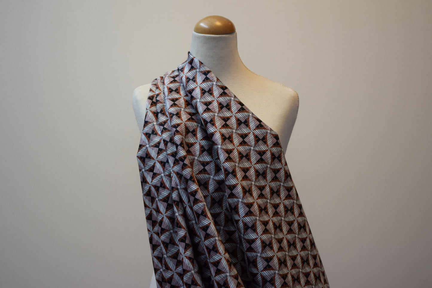 'Windmill Tiles' Stretch Sateen - Rust