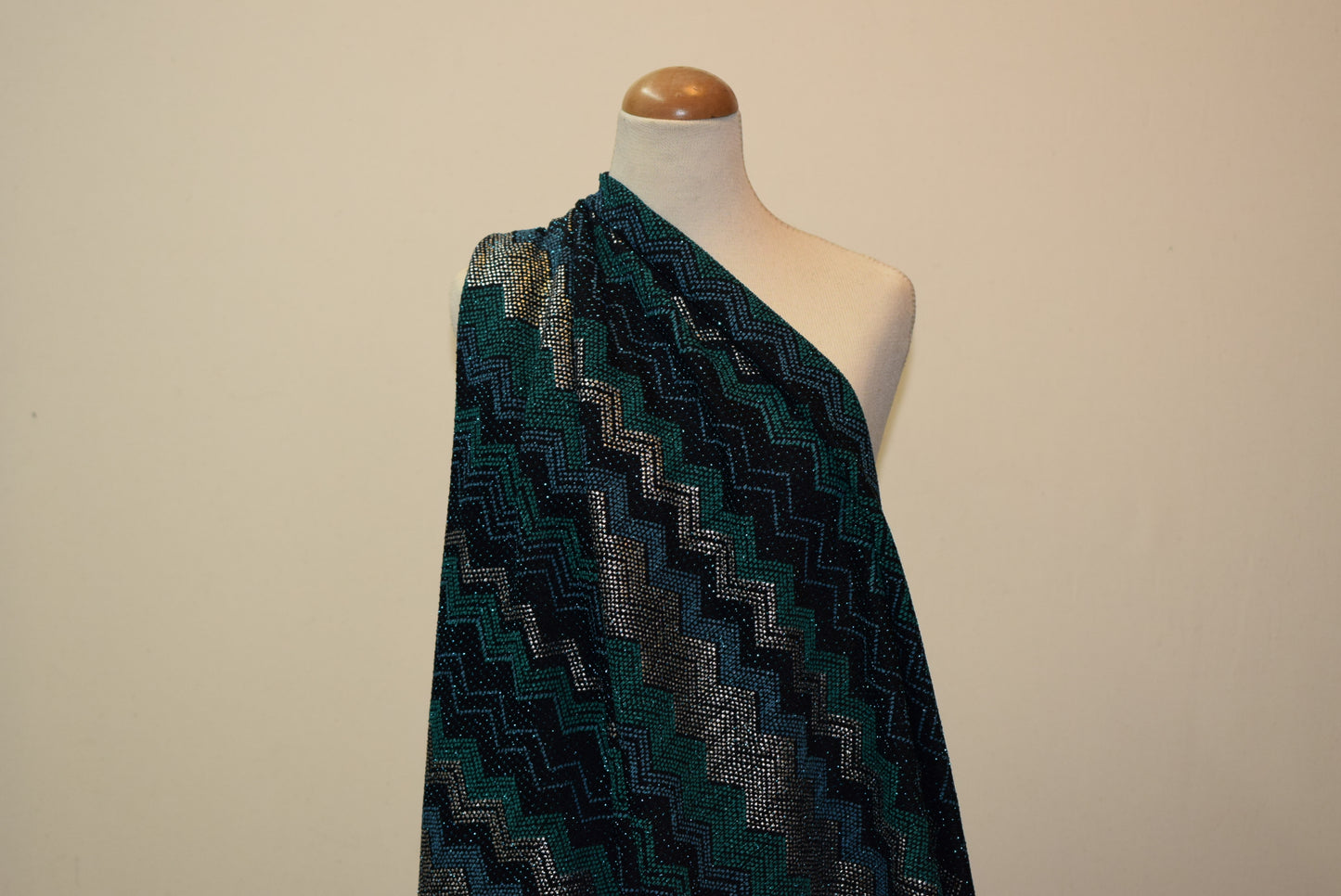 Teal Chevron Metallic Jersey