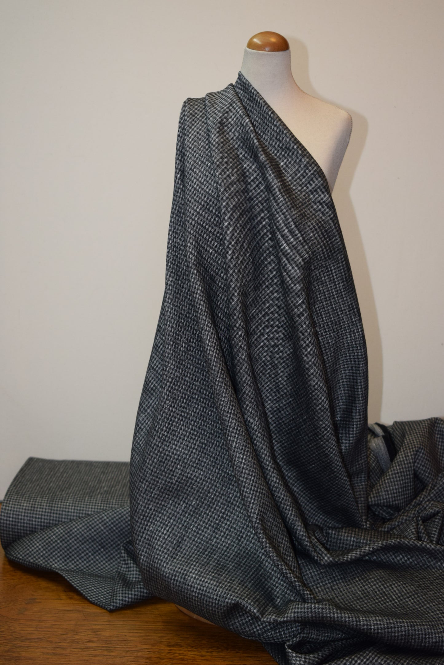 Grey Check L/C Suiting With Stretch