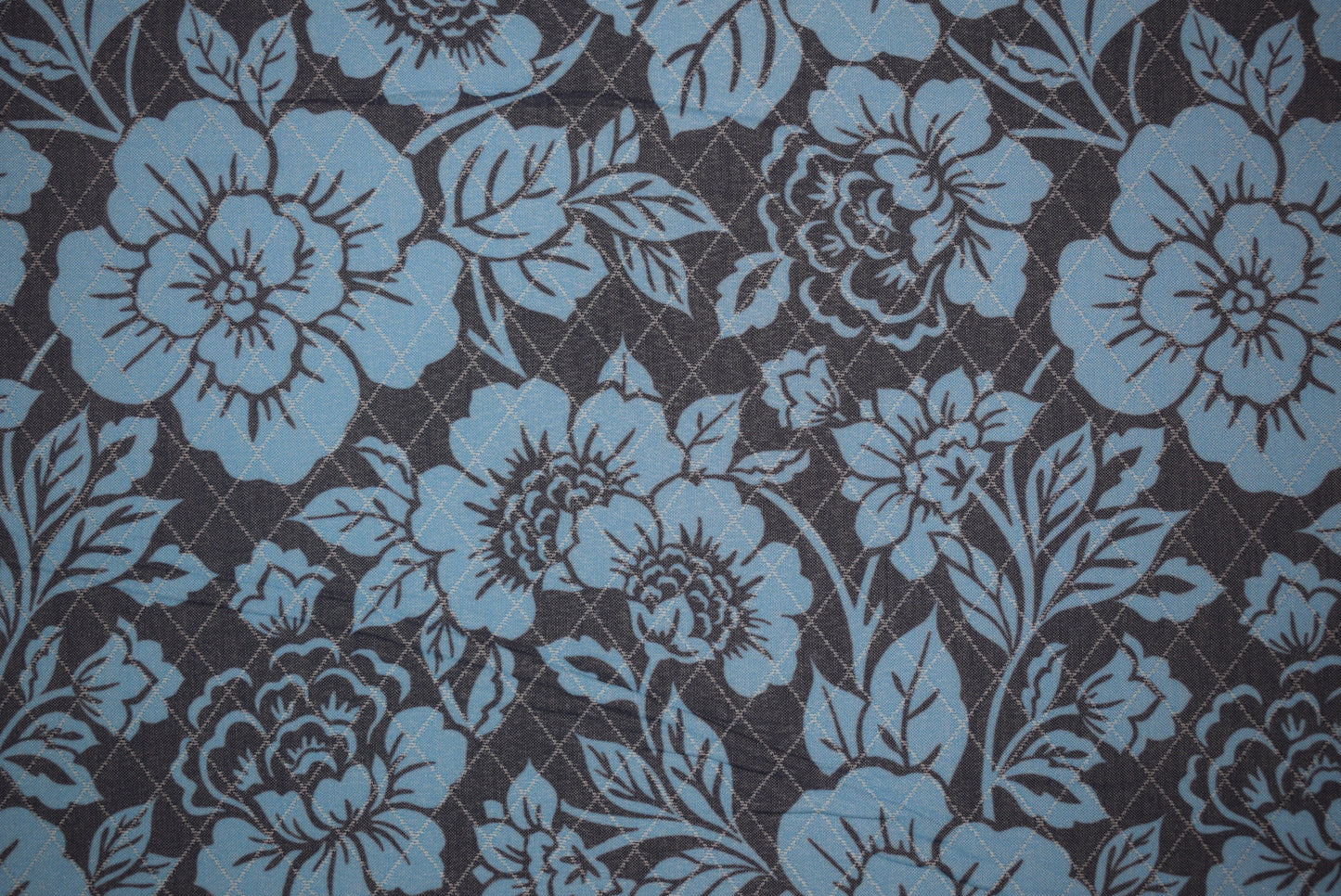 Blue Floral Faux Quilt