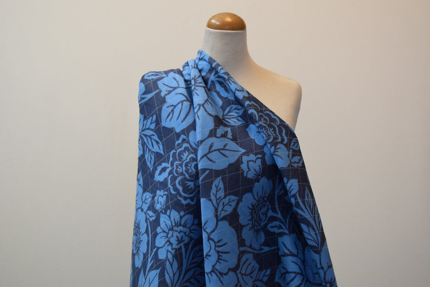 Blue Floral Faux Quilt