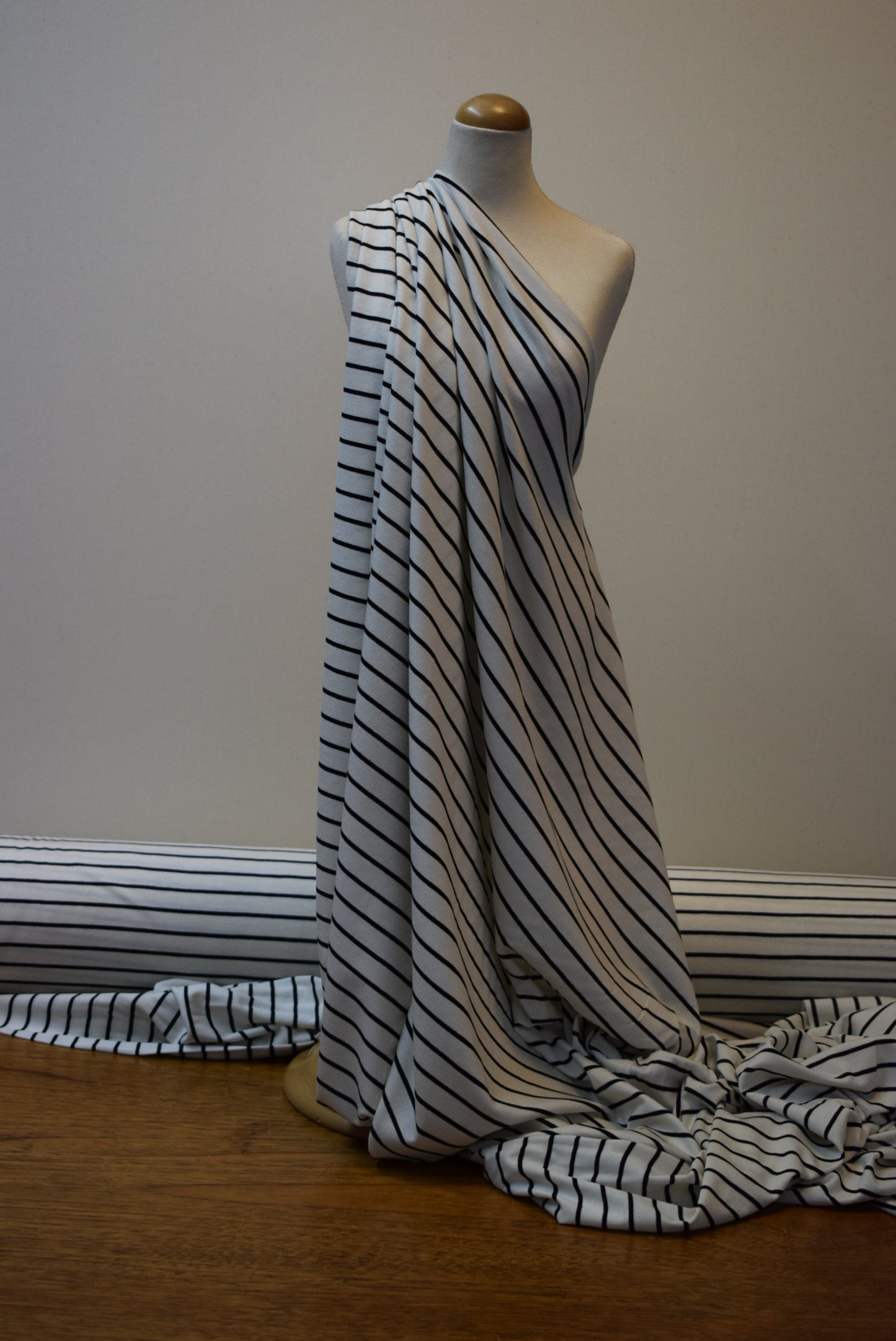 Fine Ivory& Black Striped Jersey