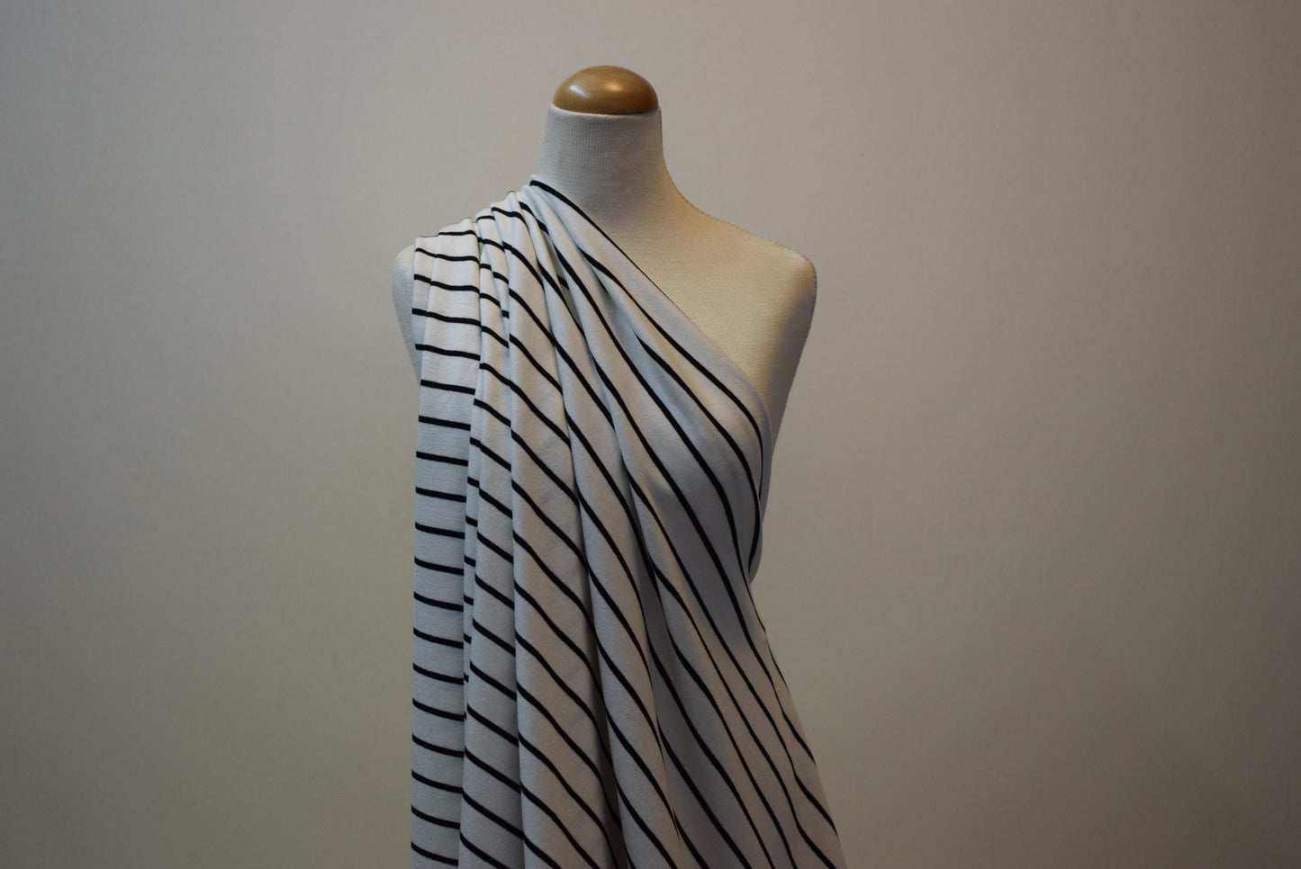 Fine Ivory& Black Striped Jersey