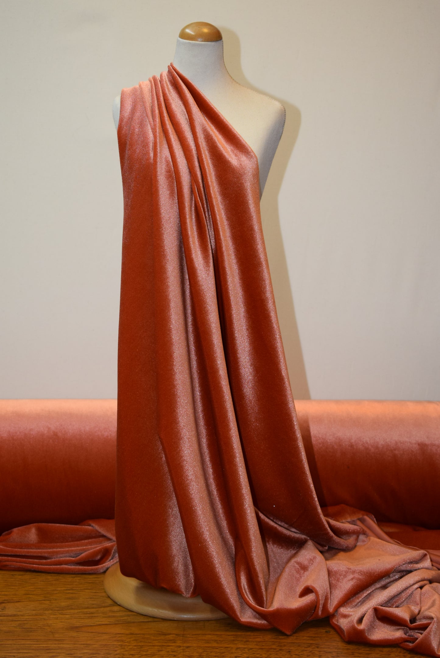 Deep Coral Stretch Velour