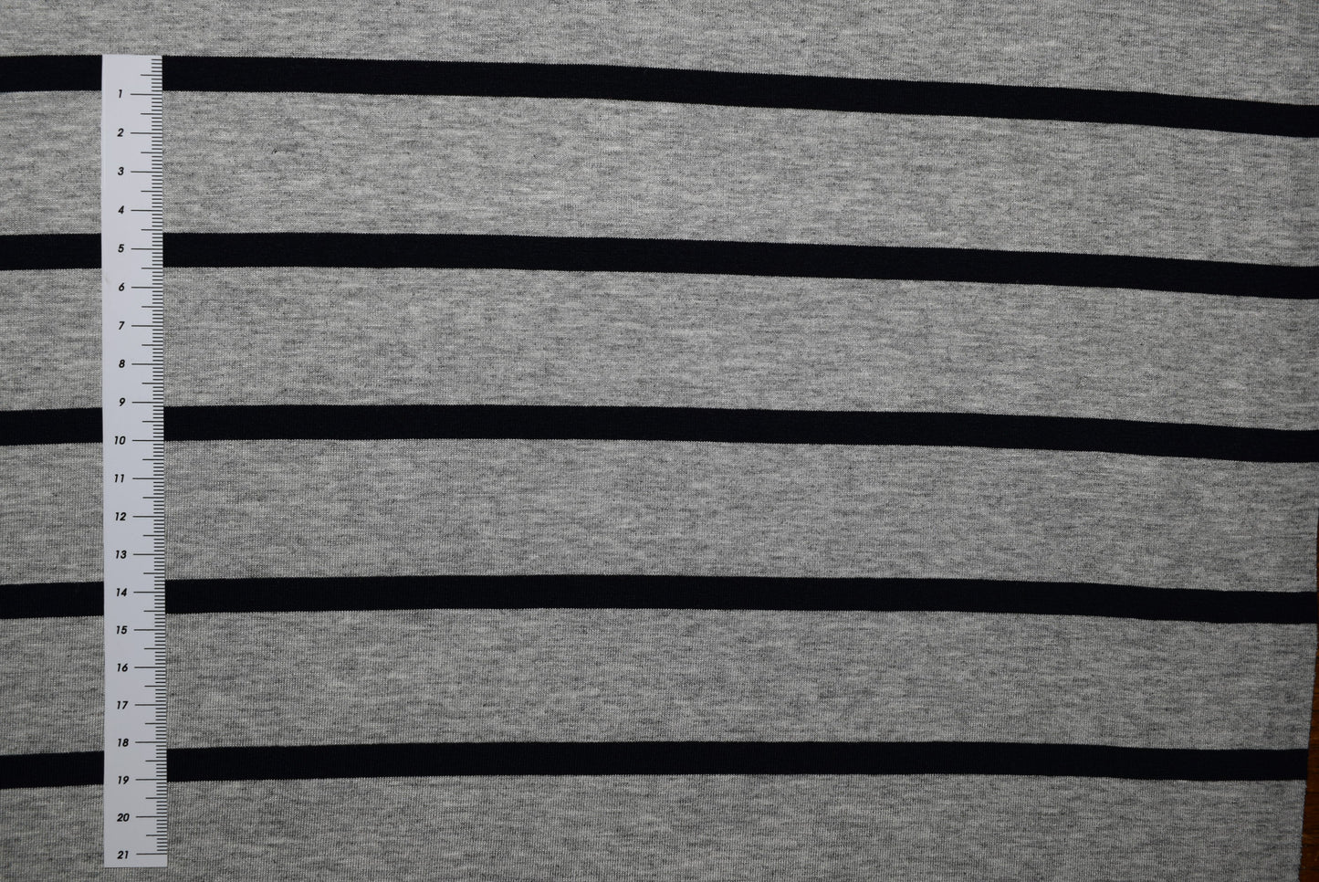 Midnight Stripe on Grey Jersey