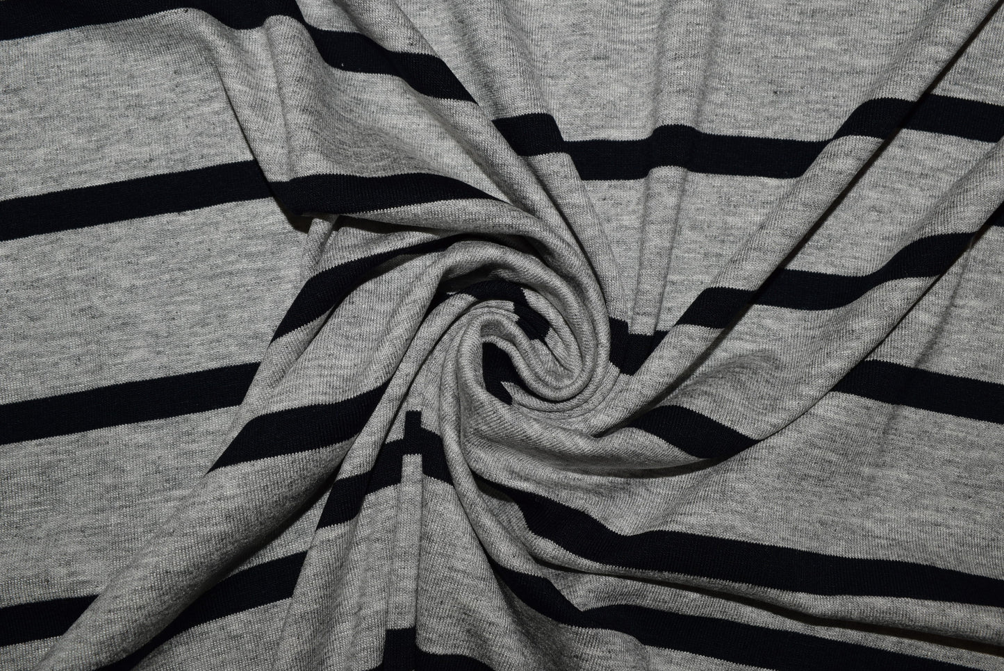 Midnight Stripe on Grey Jersey