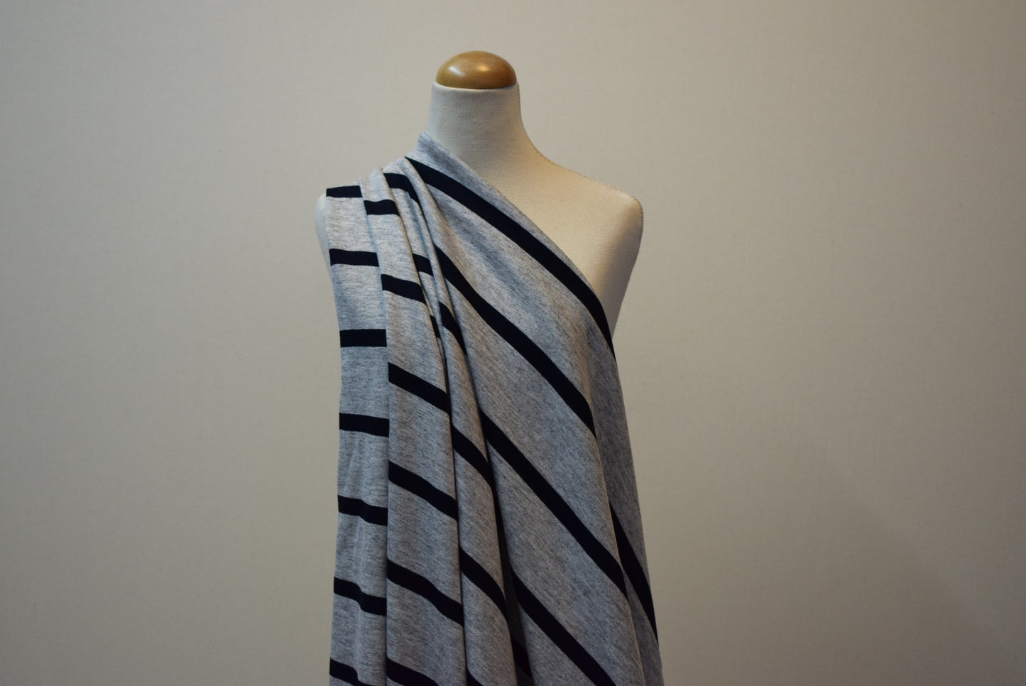 Midnight Stripe on Grey Jersey