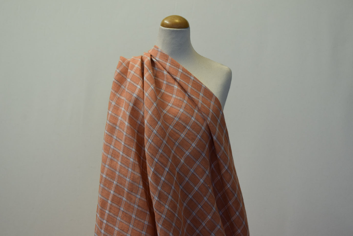 'Rimini' Linen Check - Quince