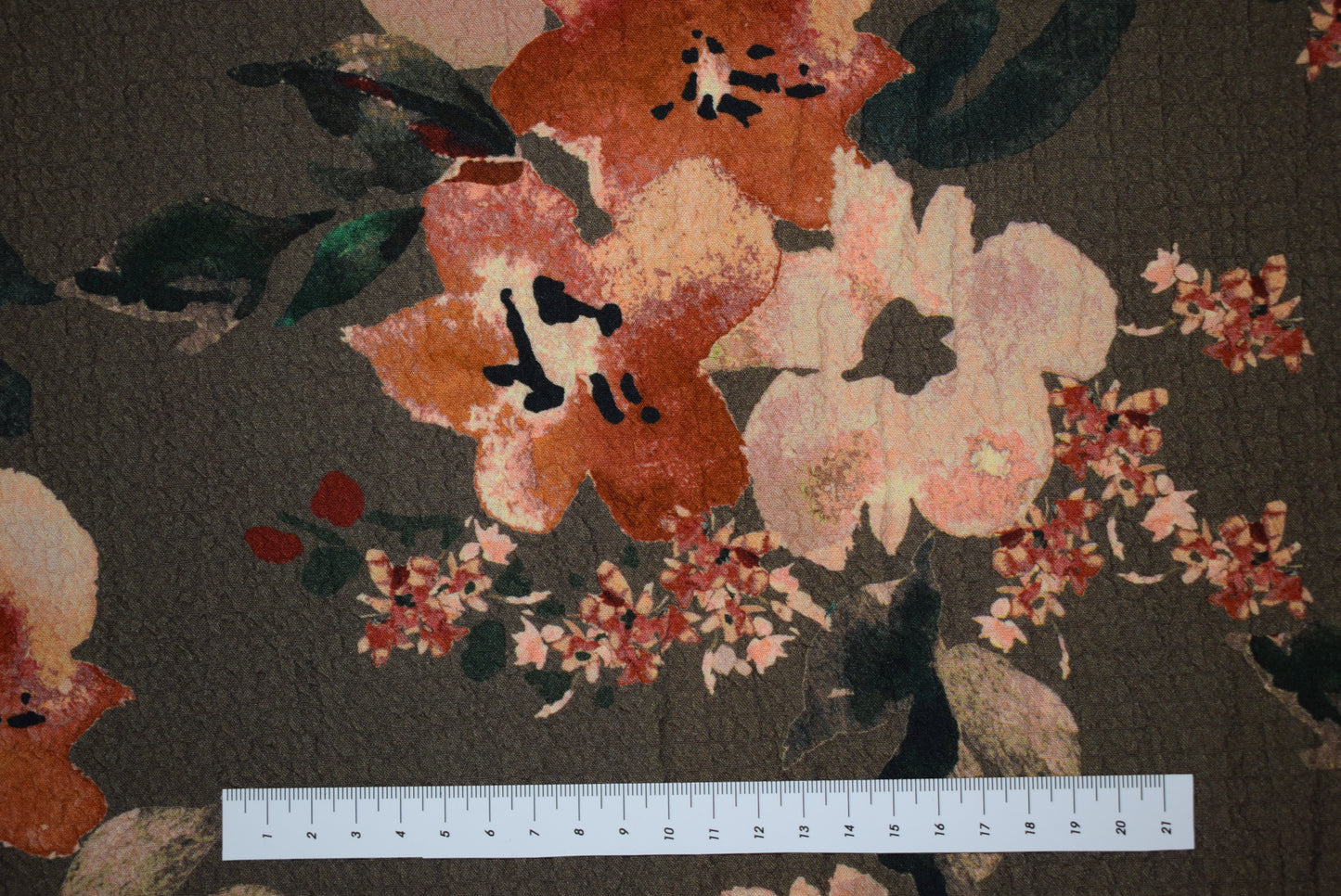 Floral 'Bubble' Crepe - Peach