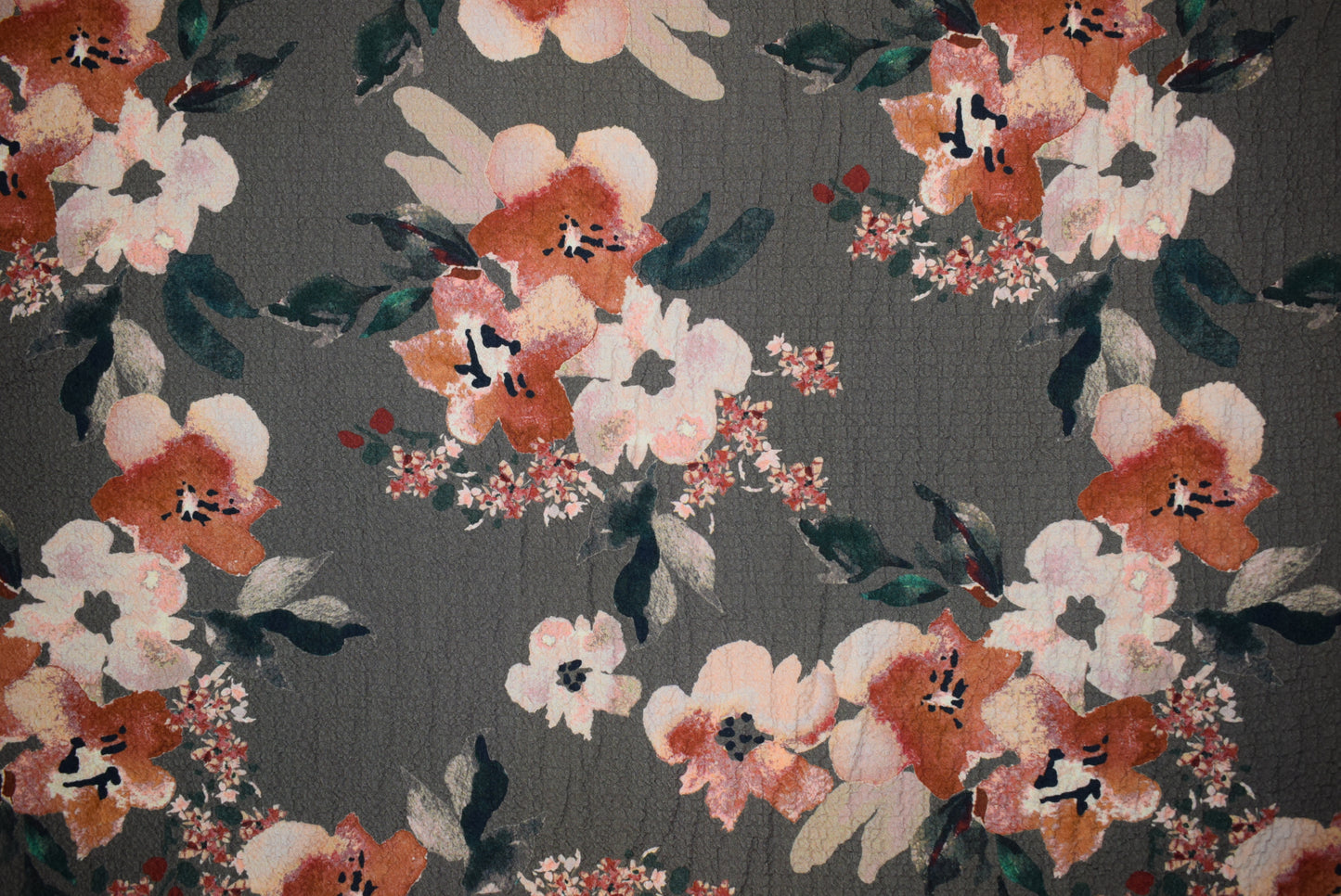 Floral 'Bubble' Crepe - Peach