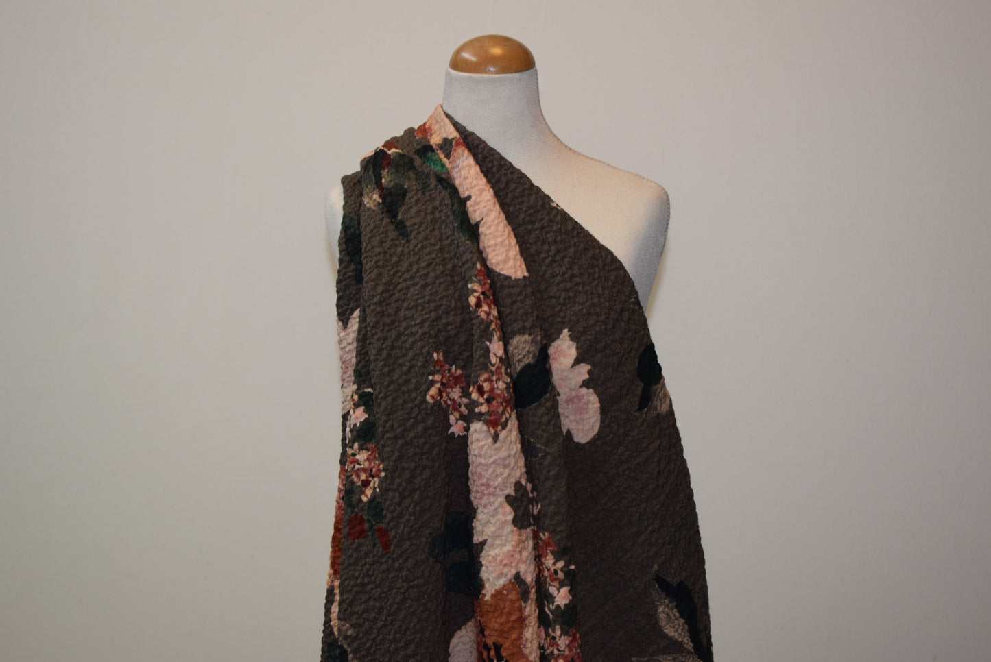 Floral 'Bubble' Crepe - Peach
