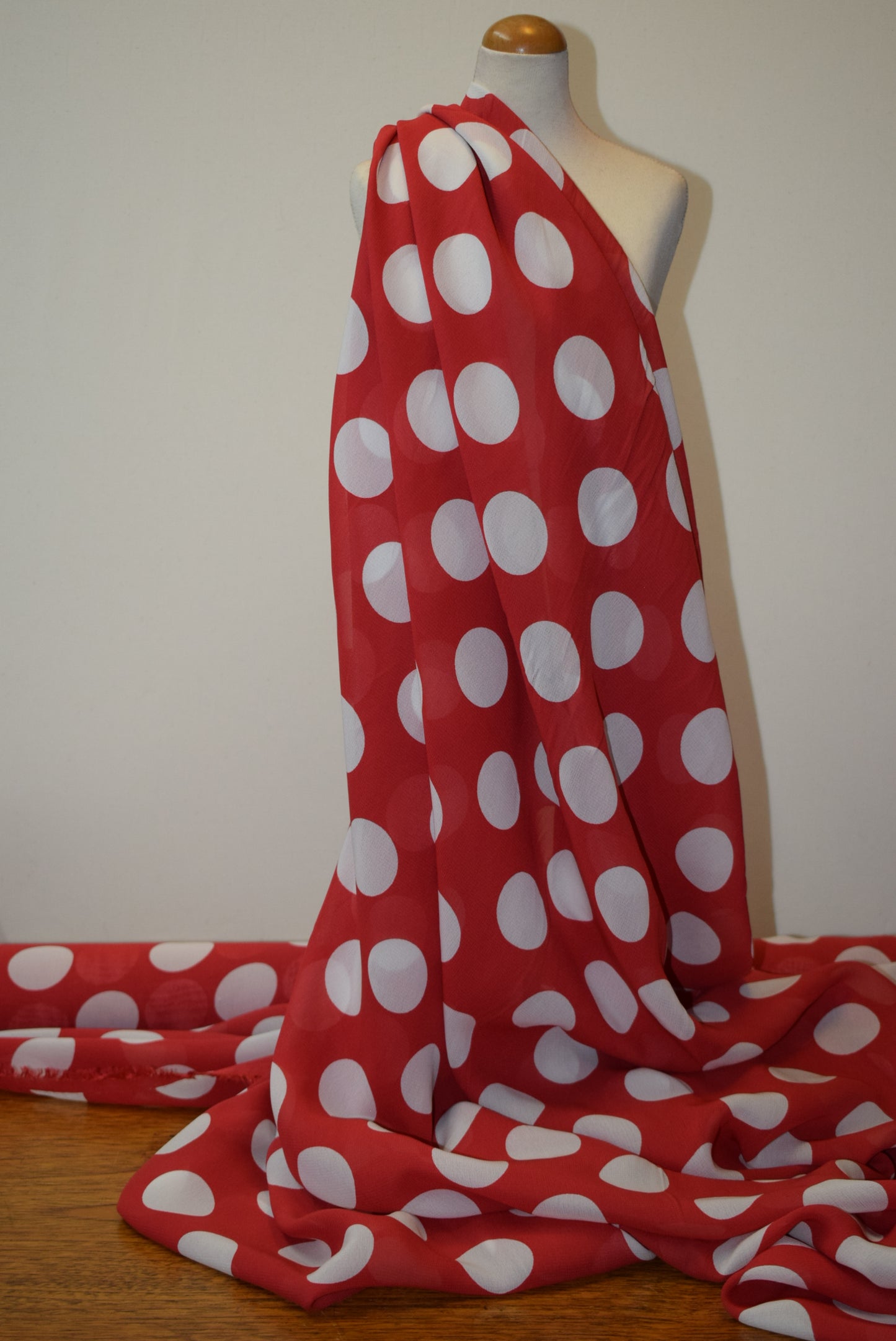 Large Red & White Spot Georgette