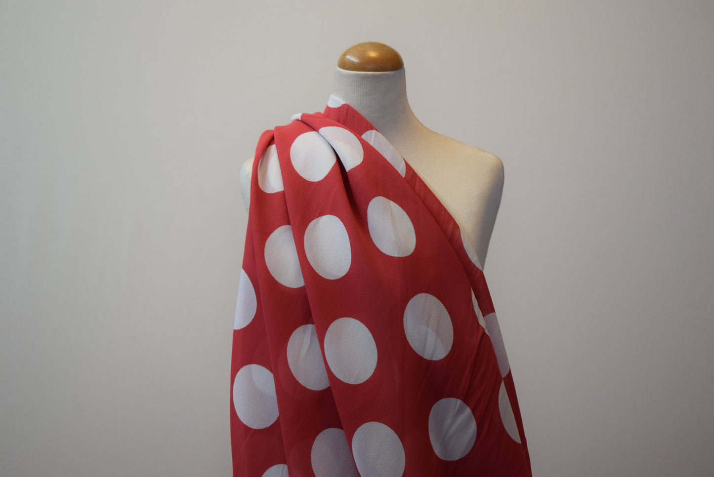 Large Red & White Spot Georgette