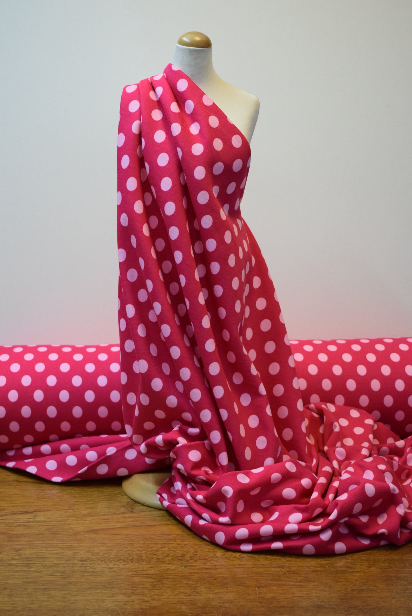 Pink Spot Fleece Sweatshirting