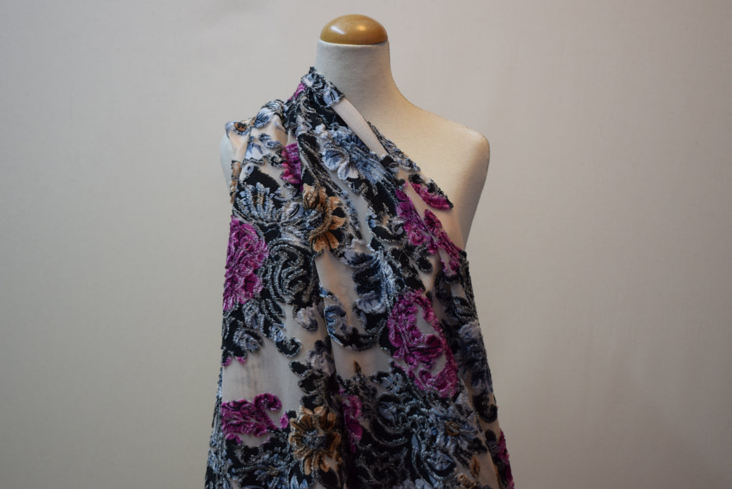 CeriseFlocked Floral Burnout Knit