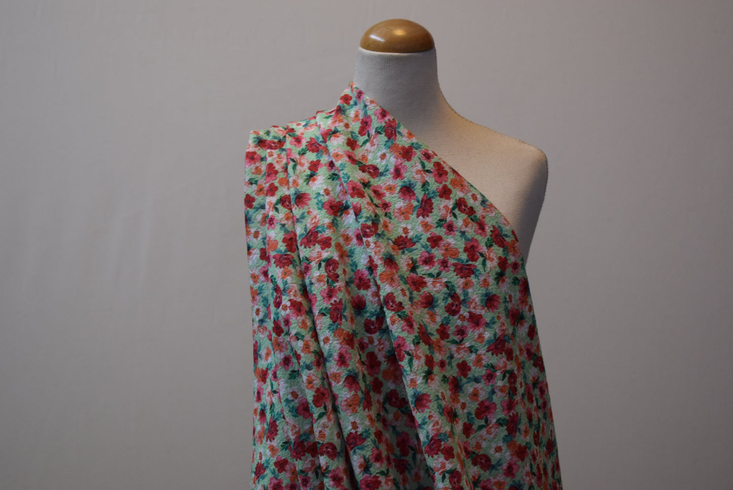 Coral Flowers on Mint Chirimen