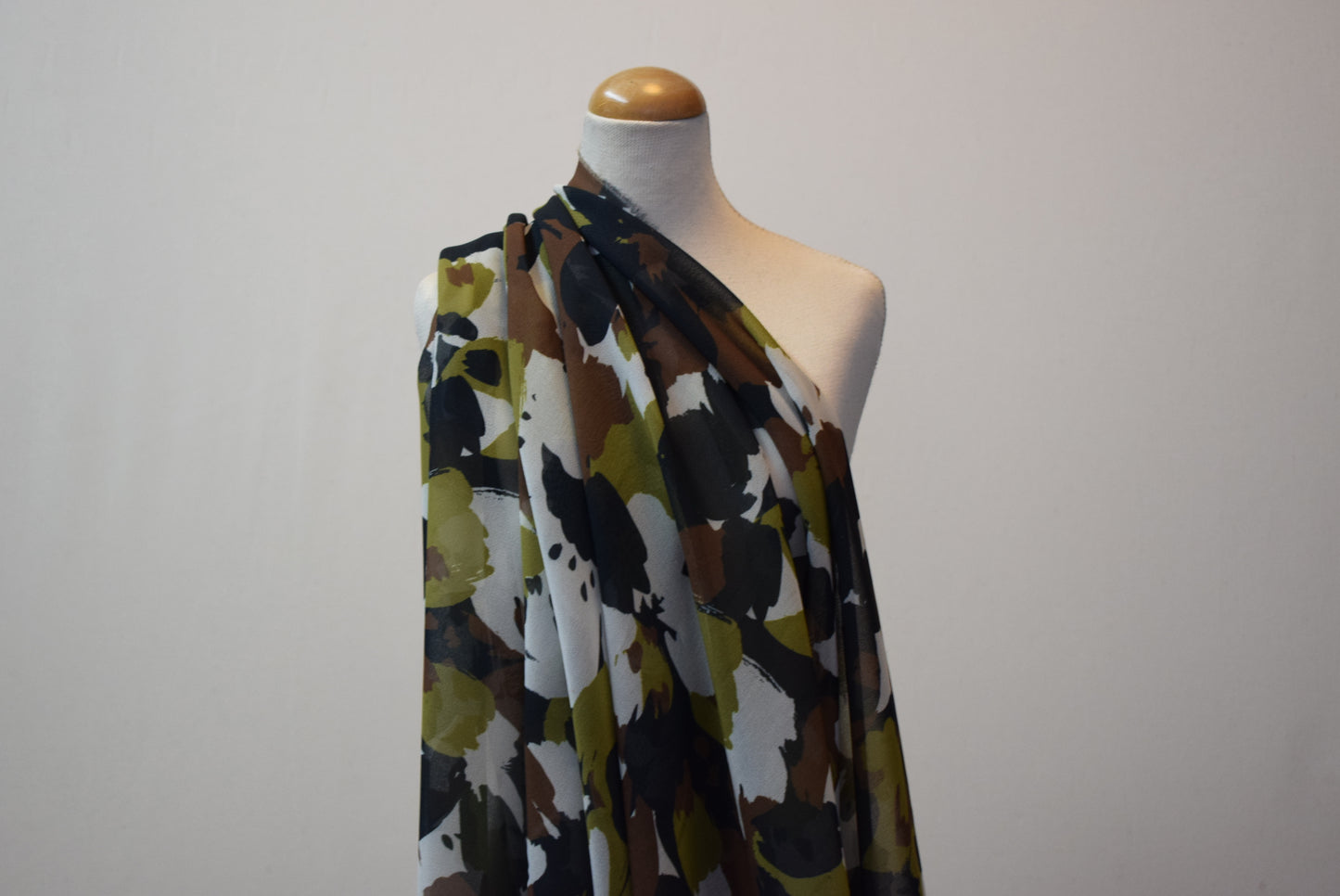 Camo Flower Georgette - Moss