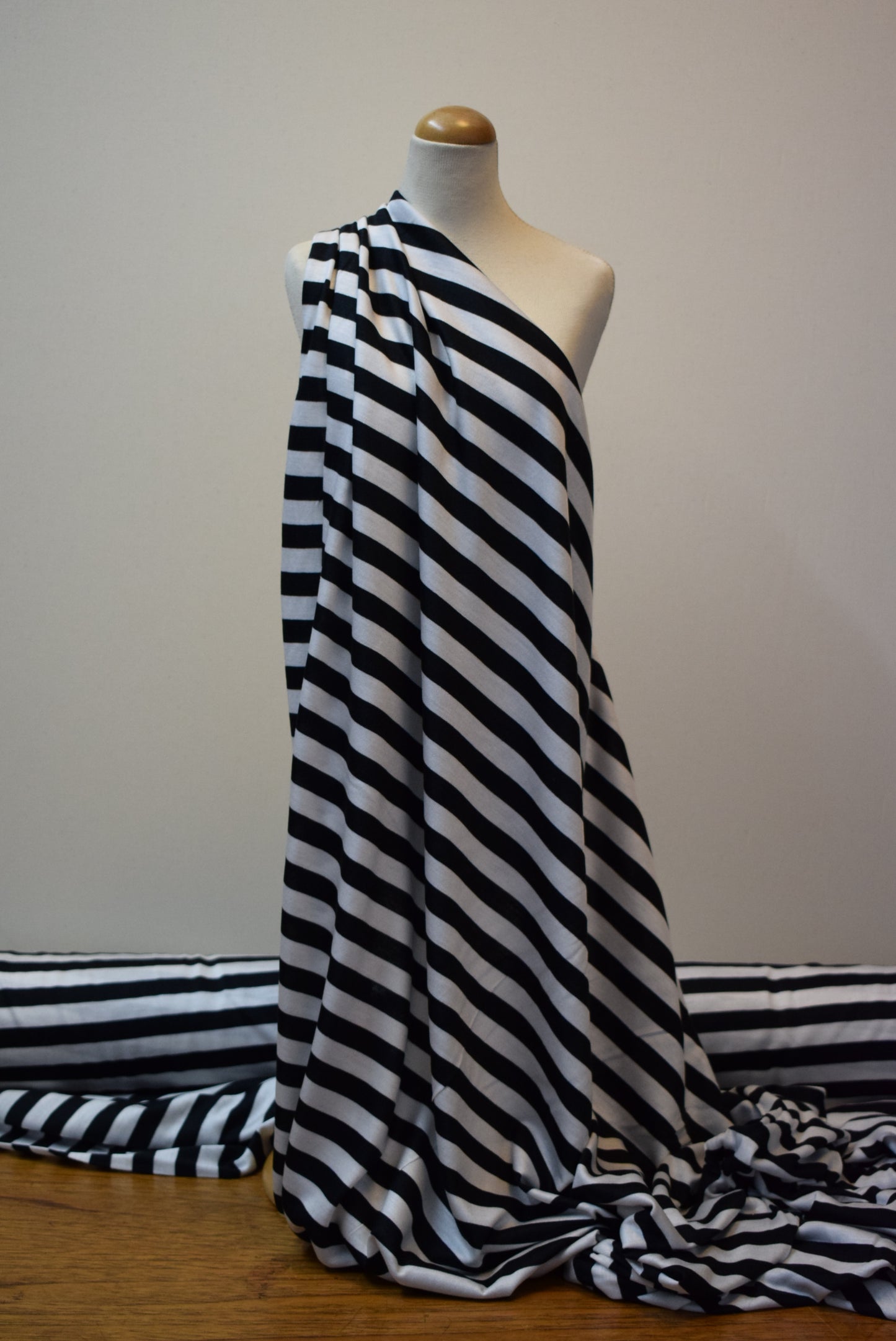 Black & White Stripe 'Silky' Jersey