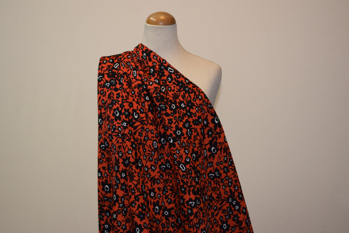 Pimento & Black Floral Fine Satin