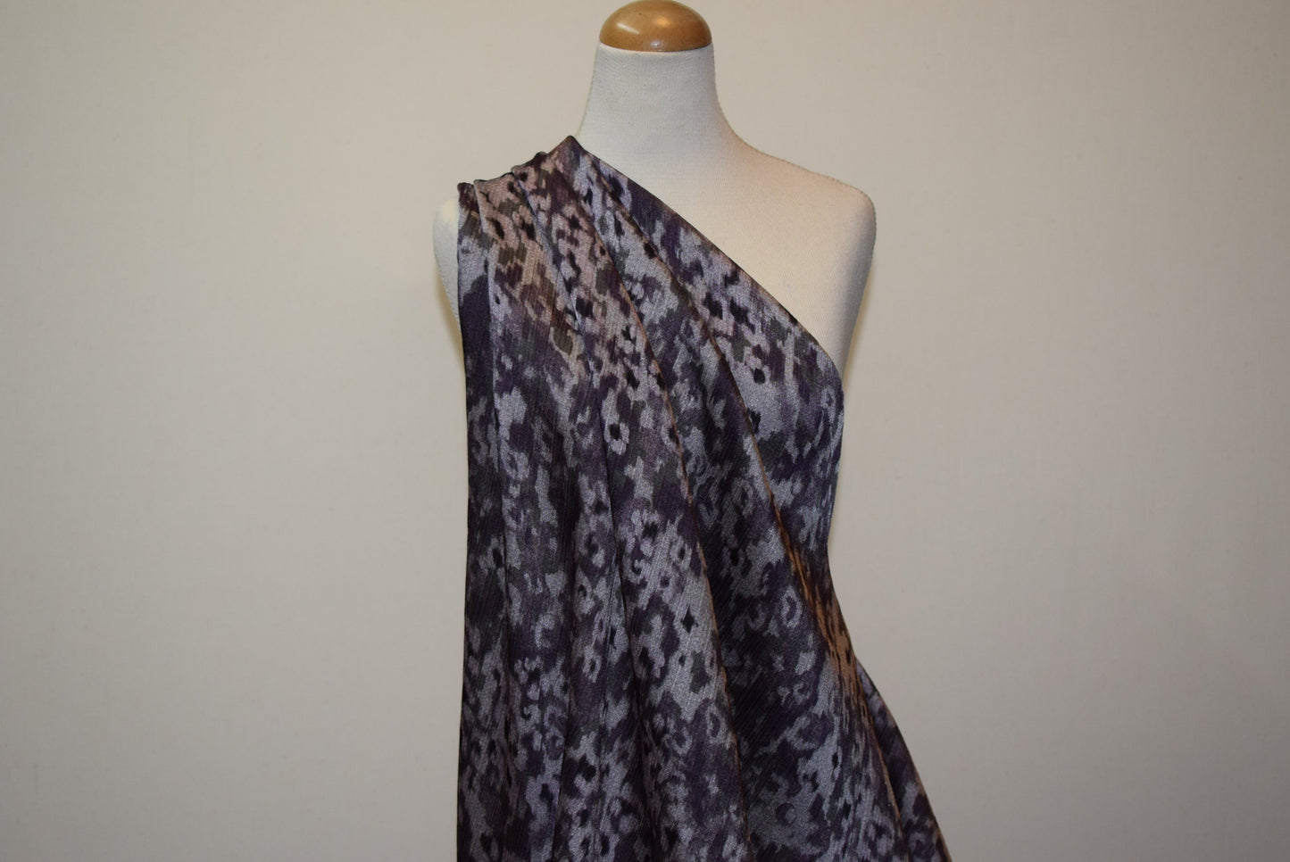 'Plisse' Satin Chiffon - Plum