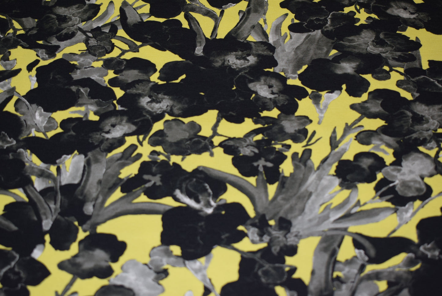 Grey Floral on Lemon Jersey