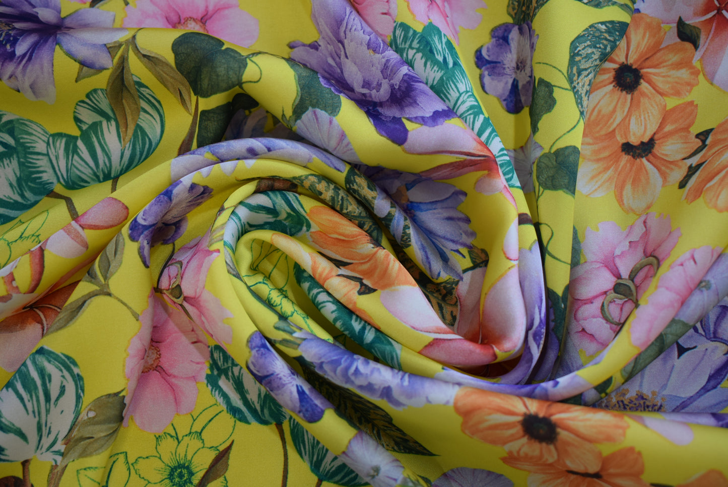 Yellow Floral Micro Satin