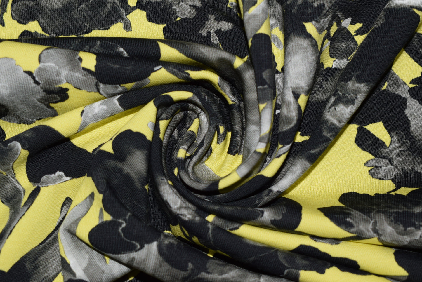 Grey Floral on Lemon Jersey