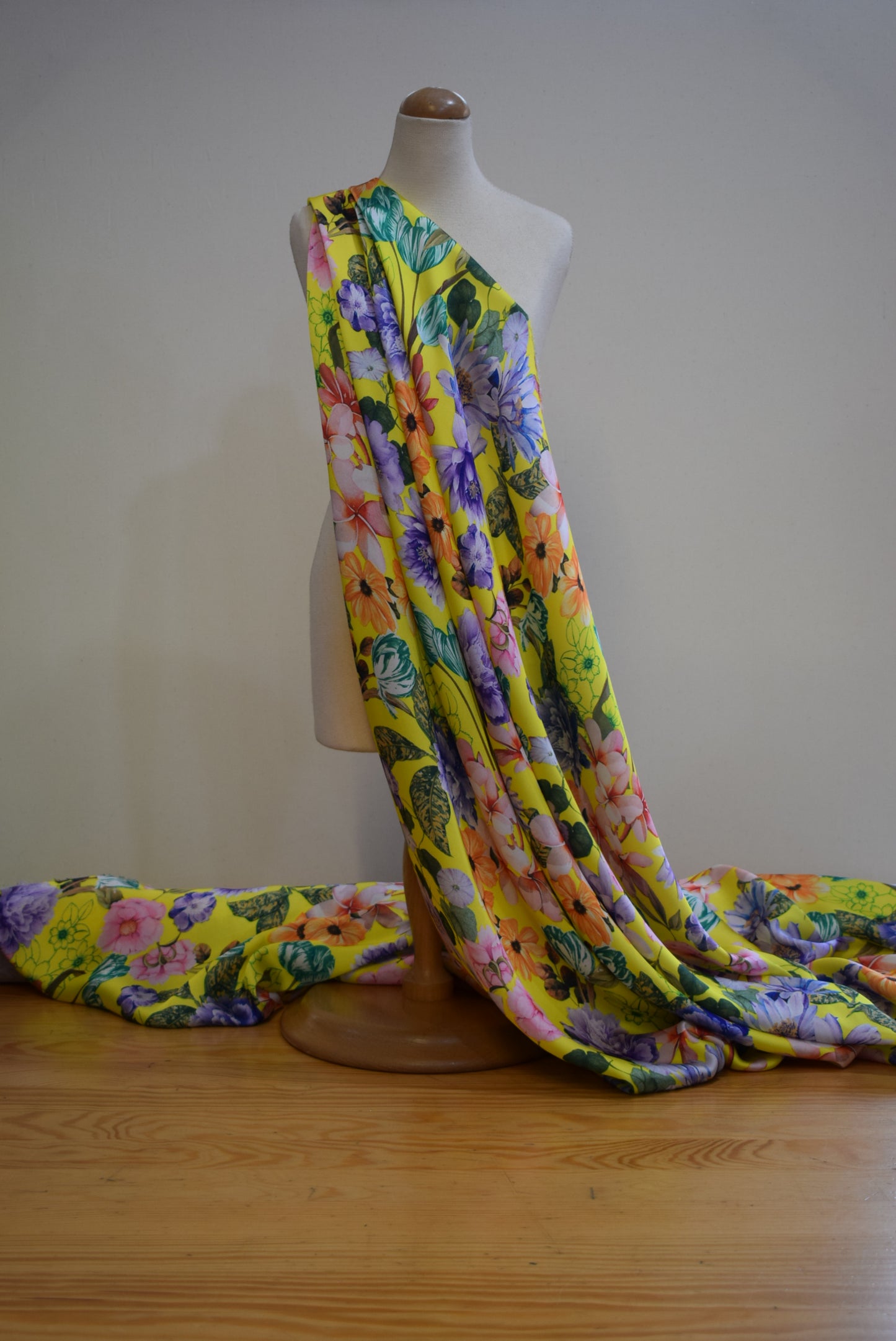Yellow Floral Micro Satin