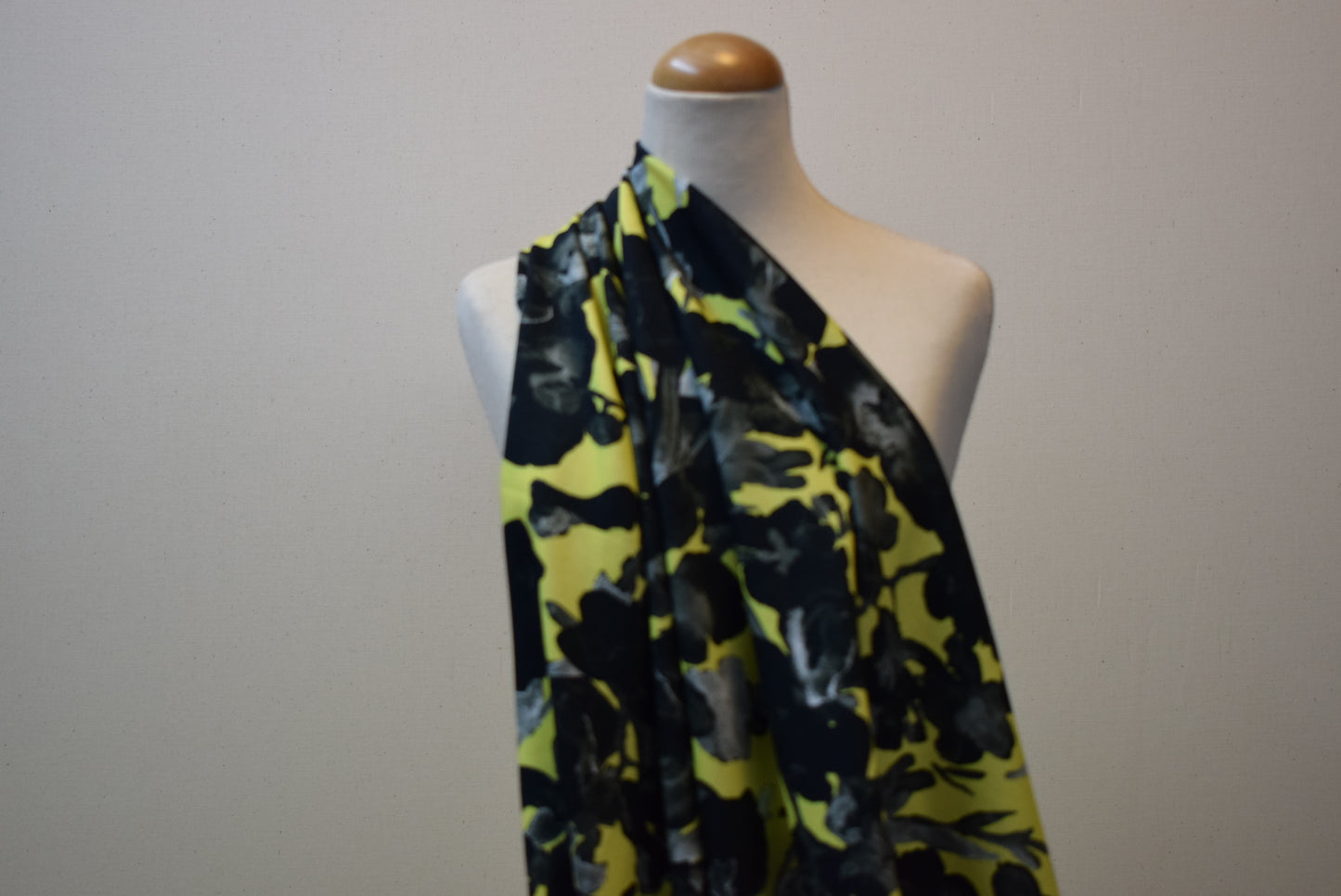 Grey Floral on Lemon Jersey