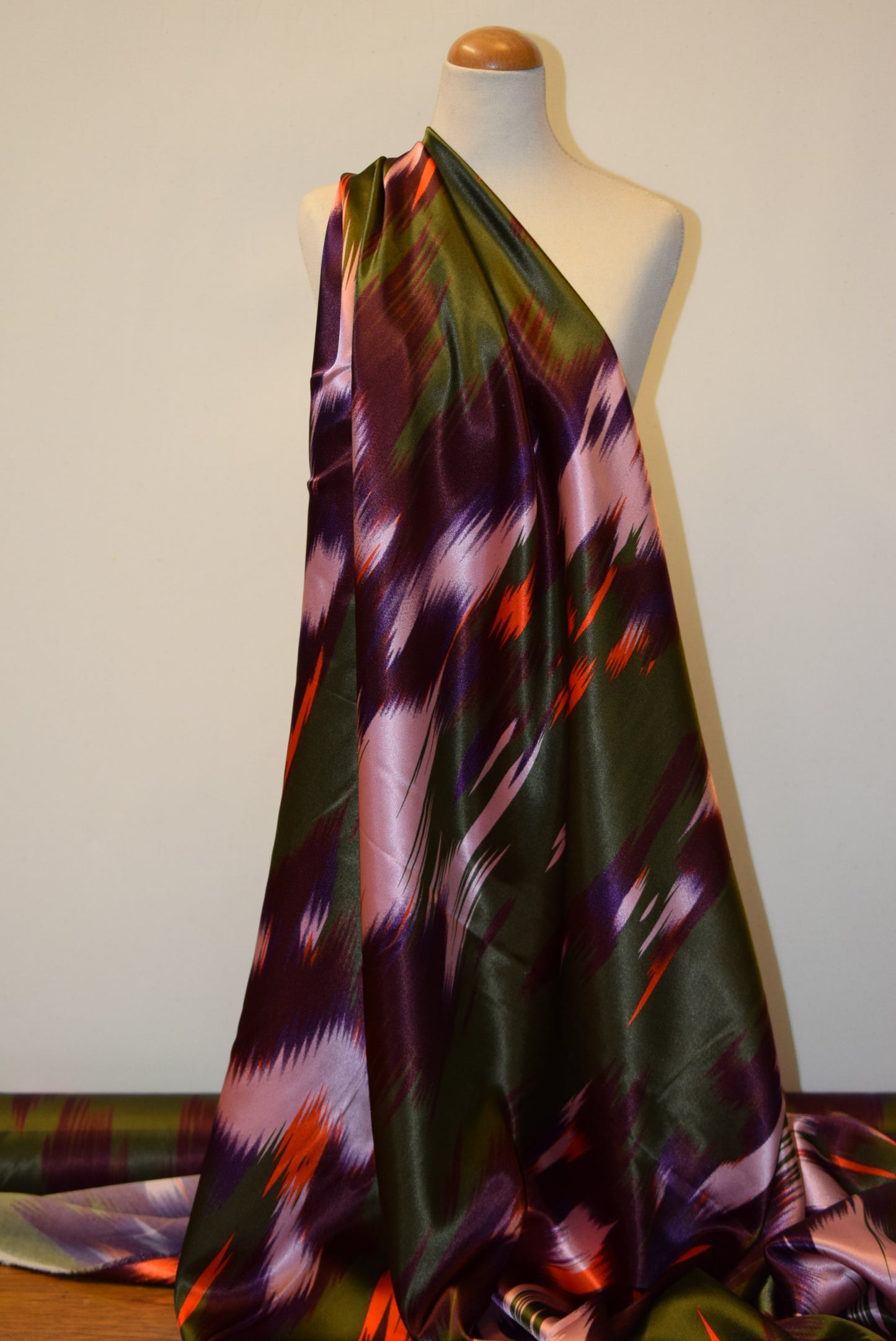 Olive & Purple 'Ikat' Satin