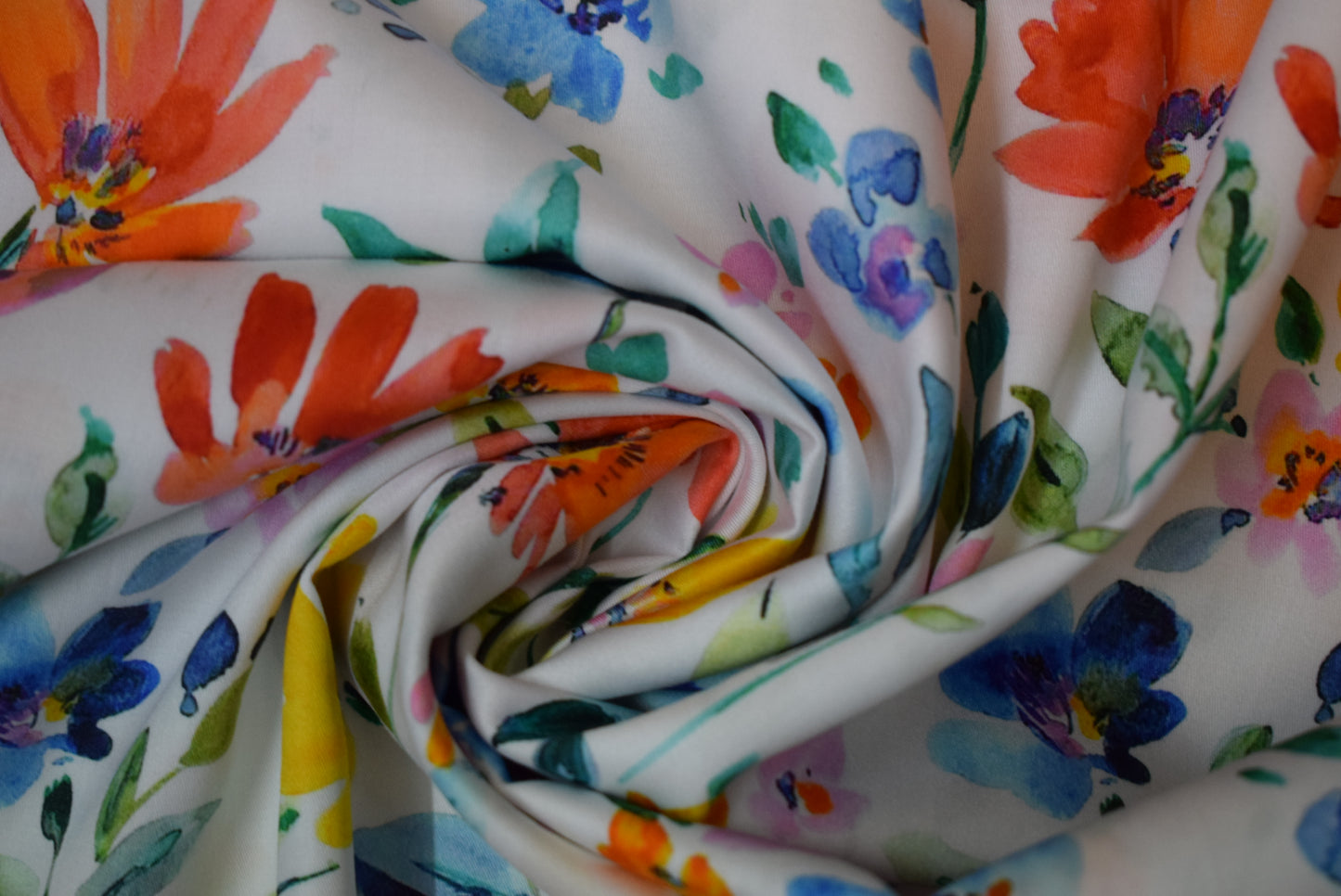 'Rimini' Digital Print Sateen - White