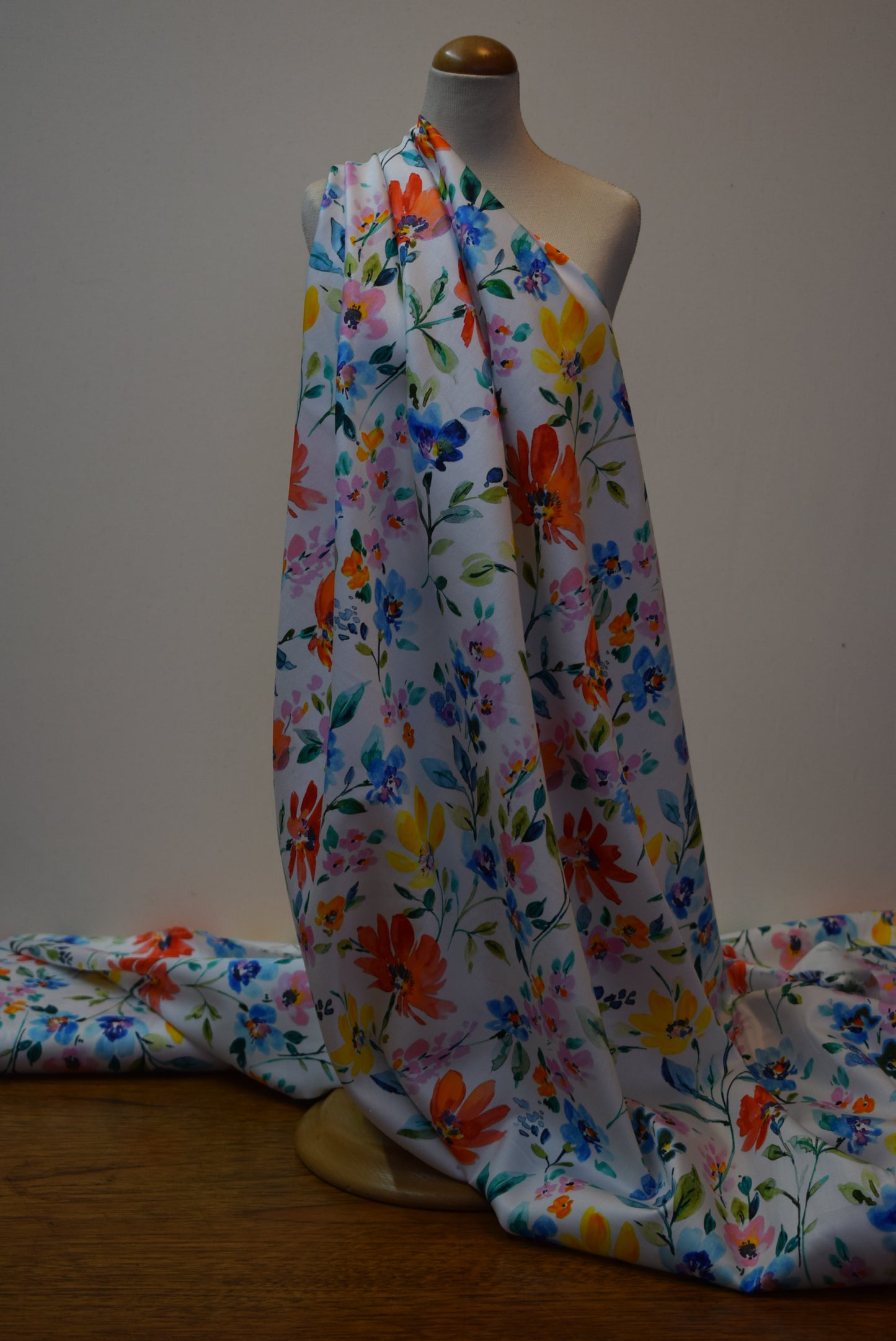 'Rimini' Digital Print Sateen - White