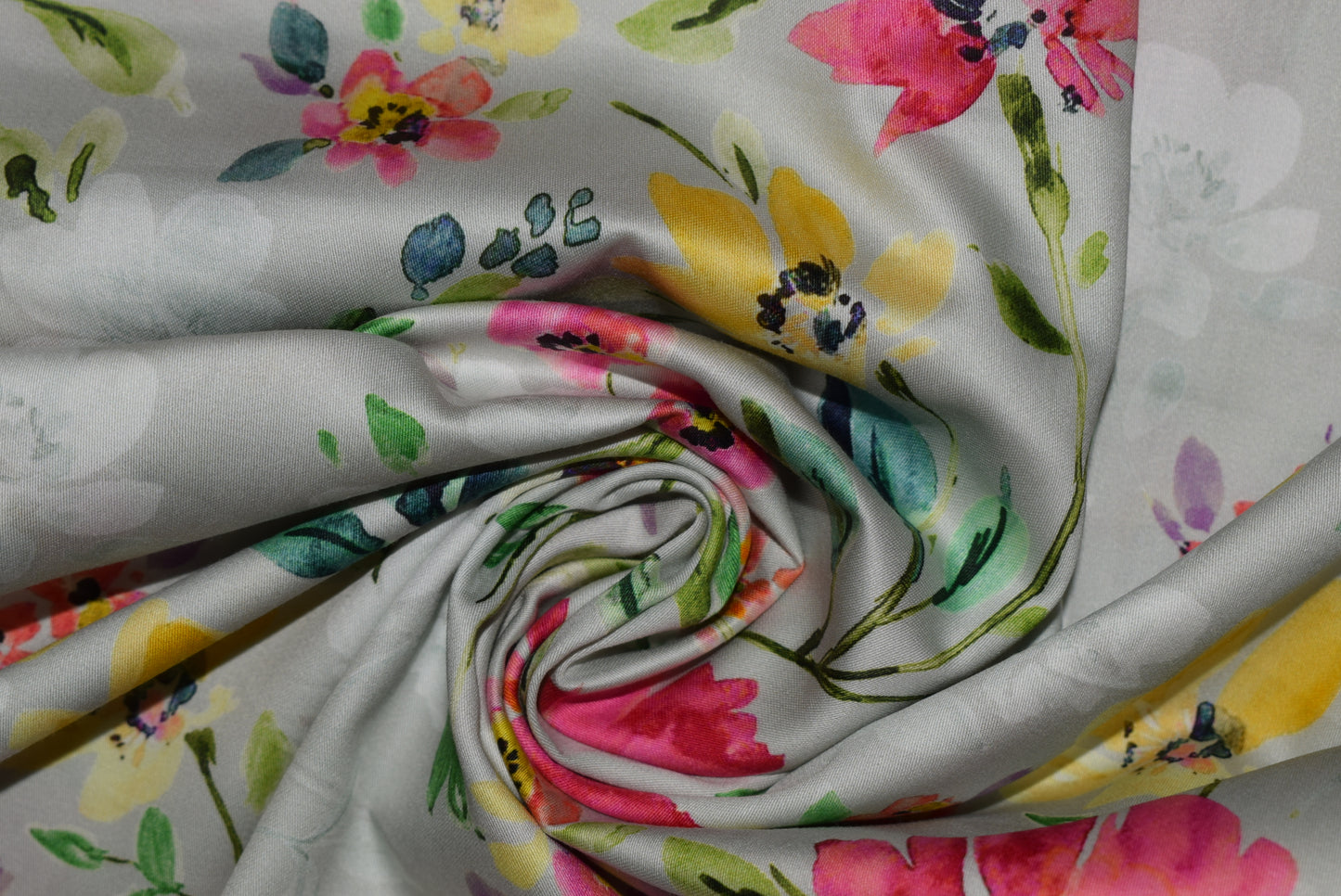 'Rimini' Digital Print Sateen - White