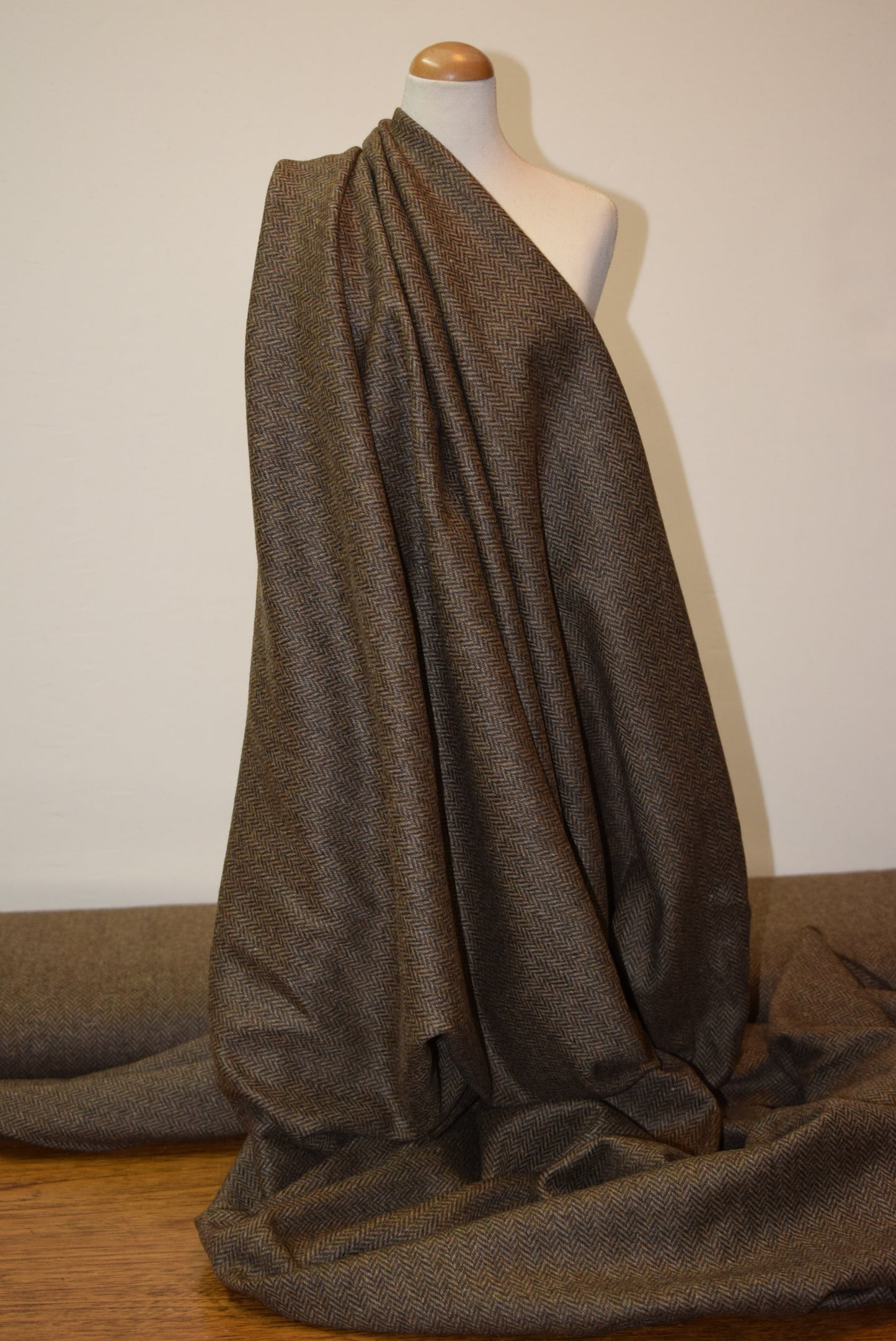 Brown Cashmere Mix Herringbone