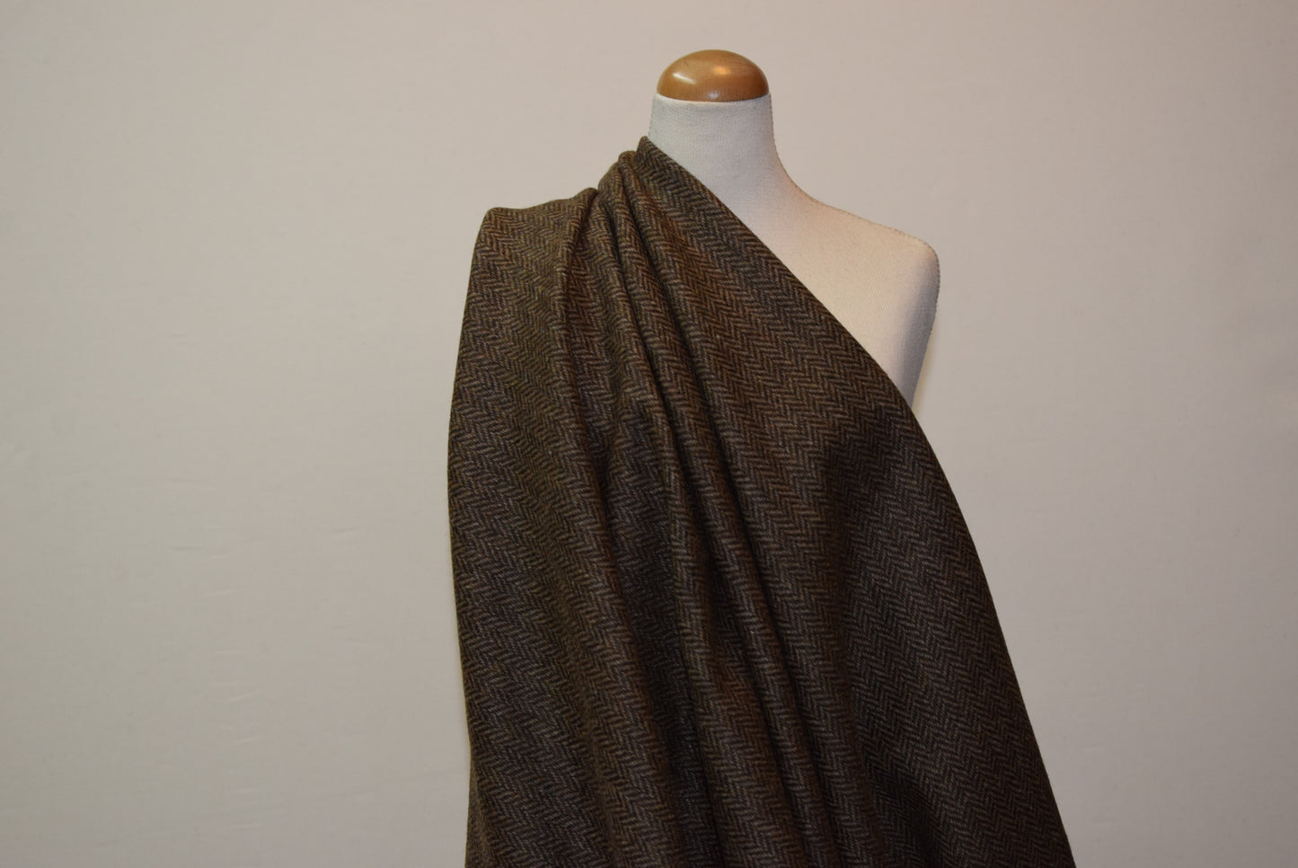 Brown Cashmere Mix Herringbone