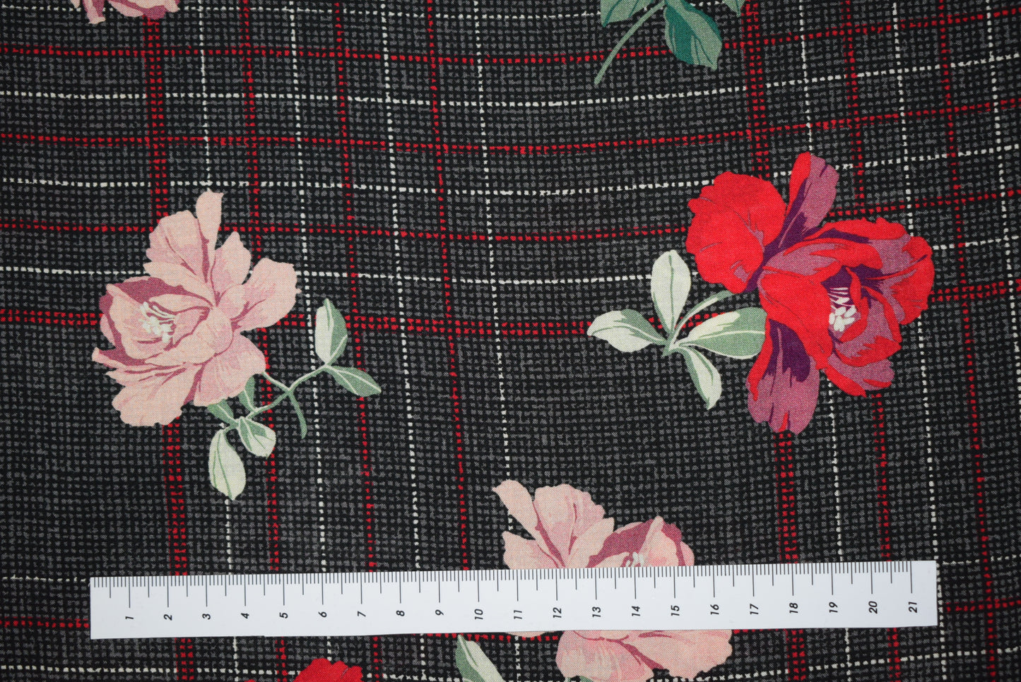Floral Check - Grey