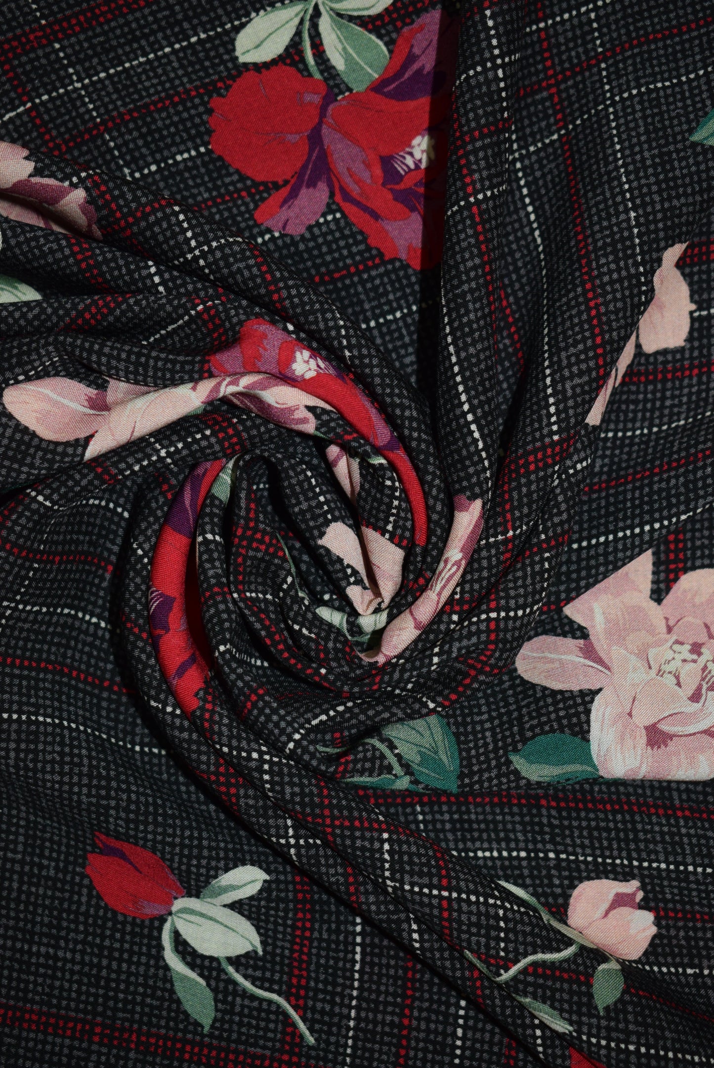 Floral Check - Grey