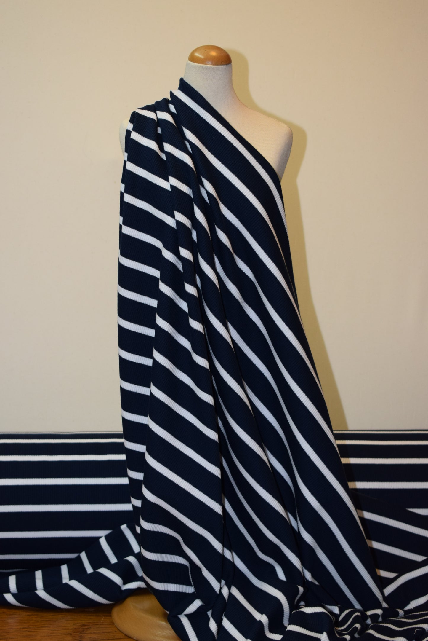 Navy/White Ribbed Jersey