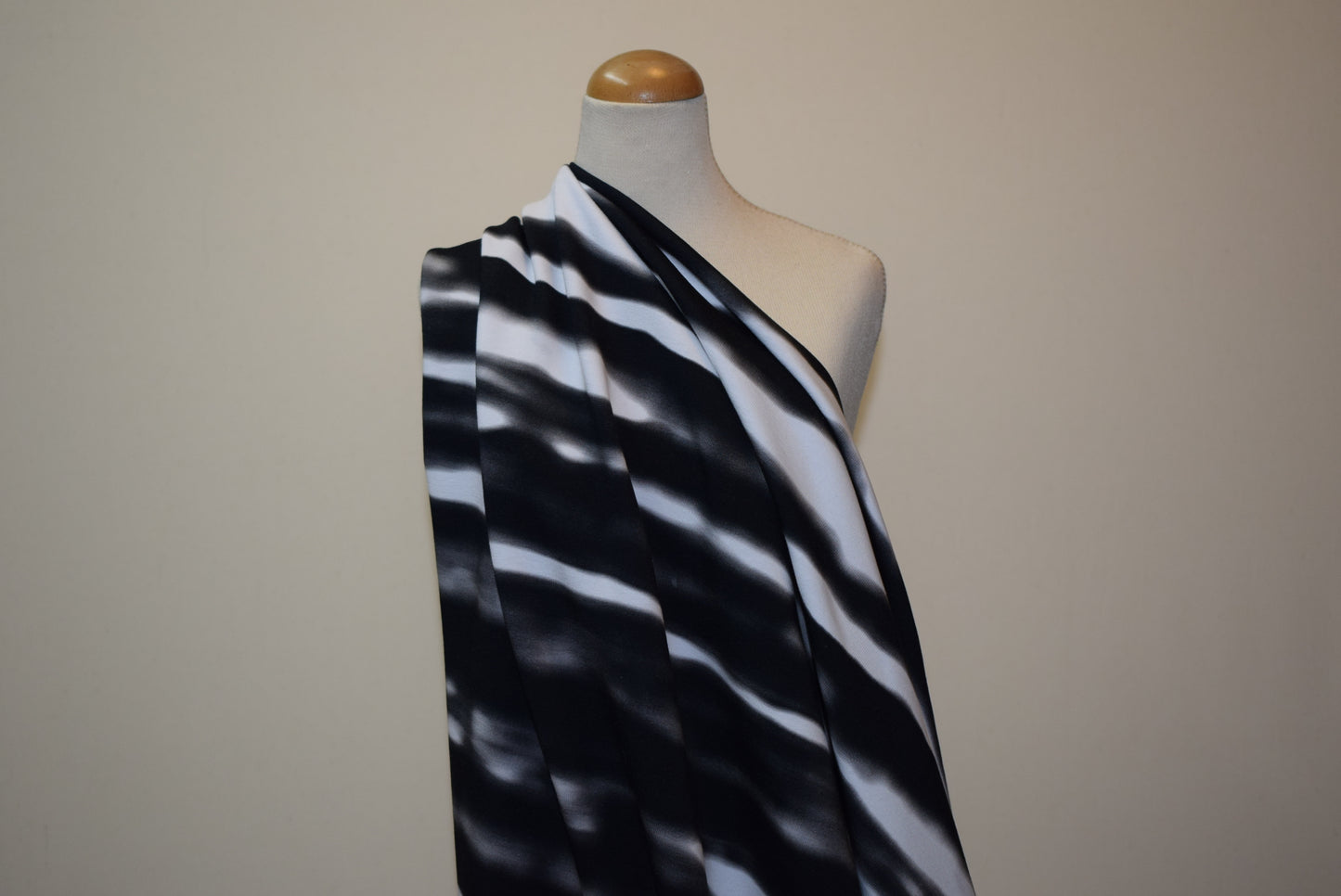 'Mirage' Black & White Loop-Back Jersey