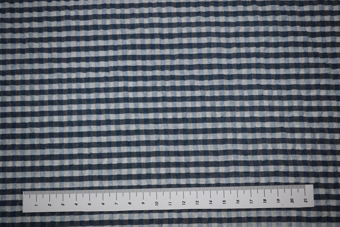 'Archie' Seersucker Check - Navy & Blue (Fabric Godmother Collection)