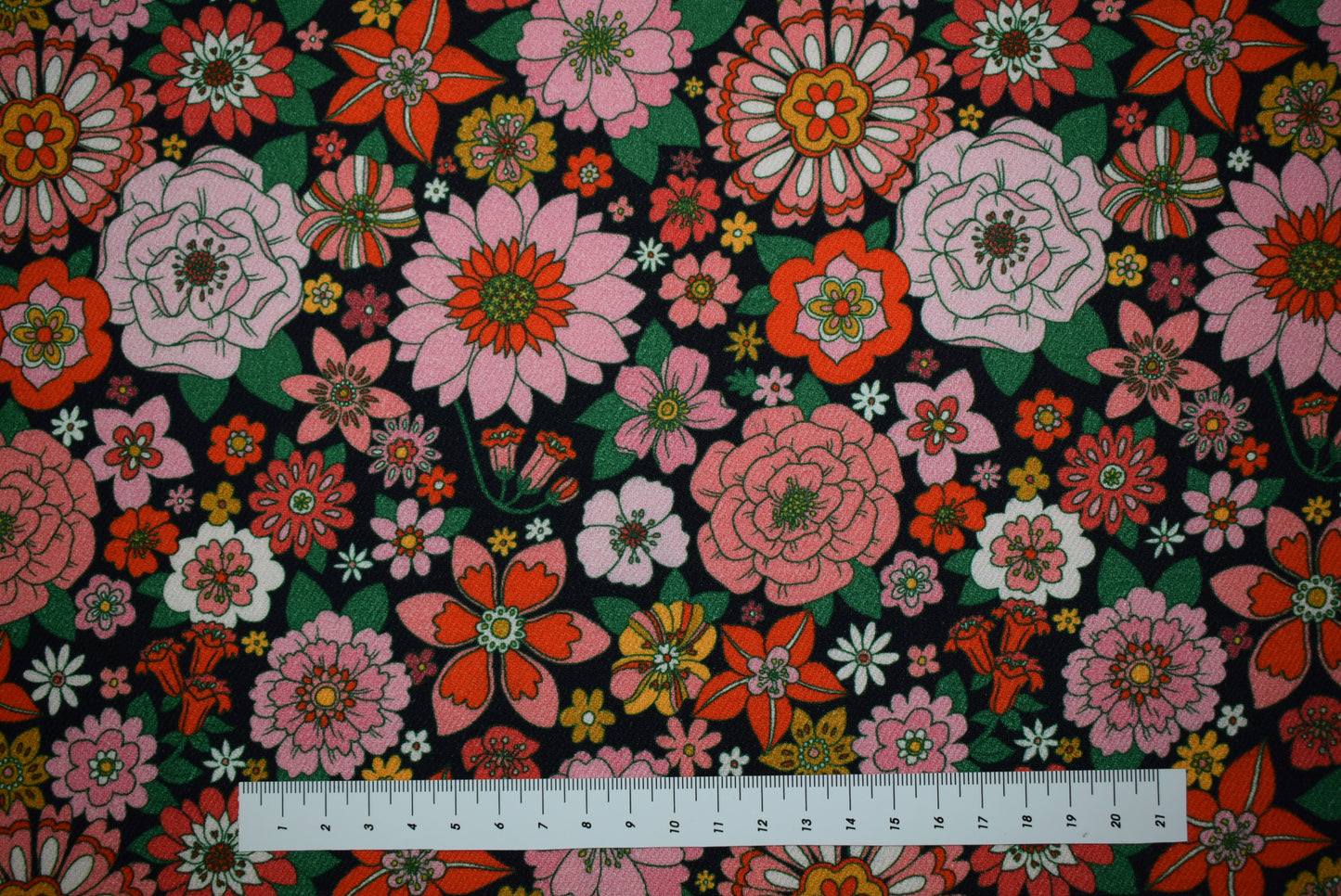 'Maggie' Printed Twill - Black (Fabric Godmother Collection)
