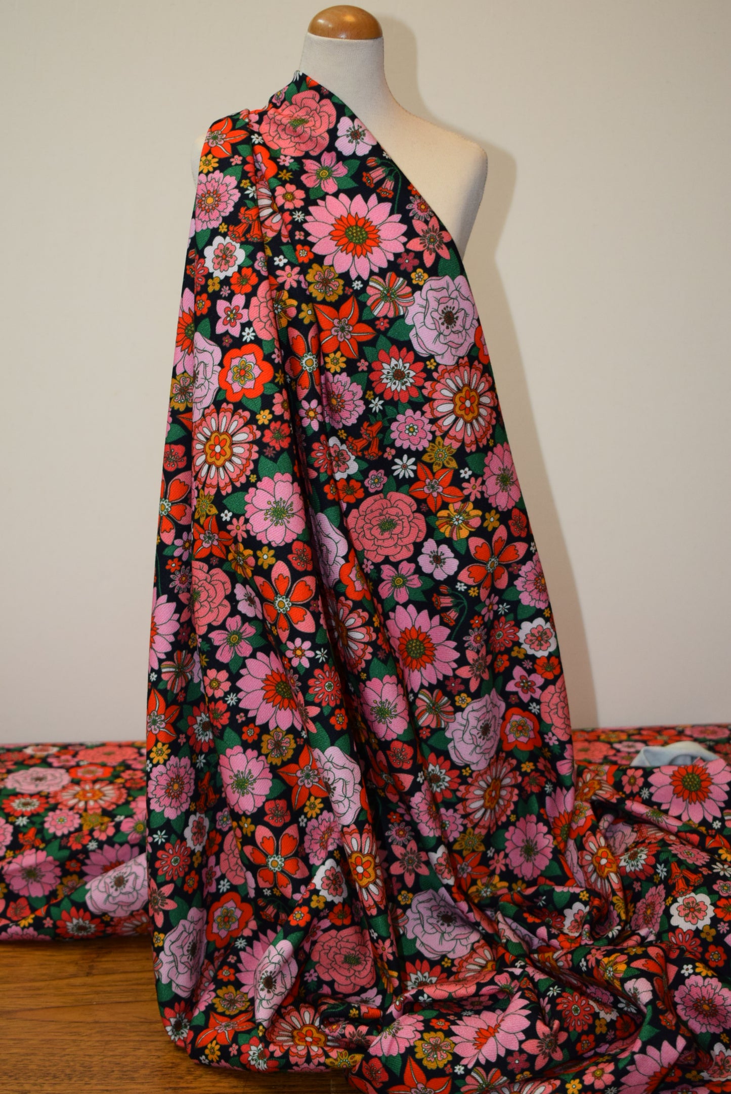 'Maggie' Printed Twill - Black (Fabric Godmother Collection)