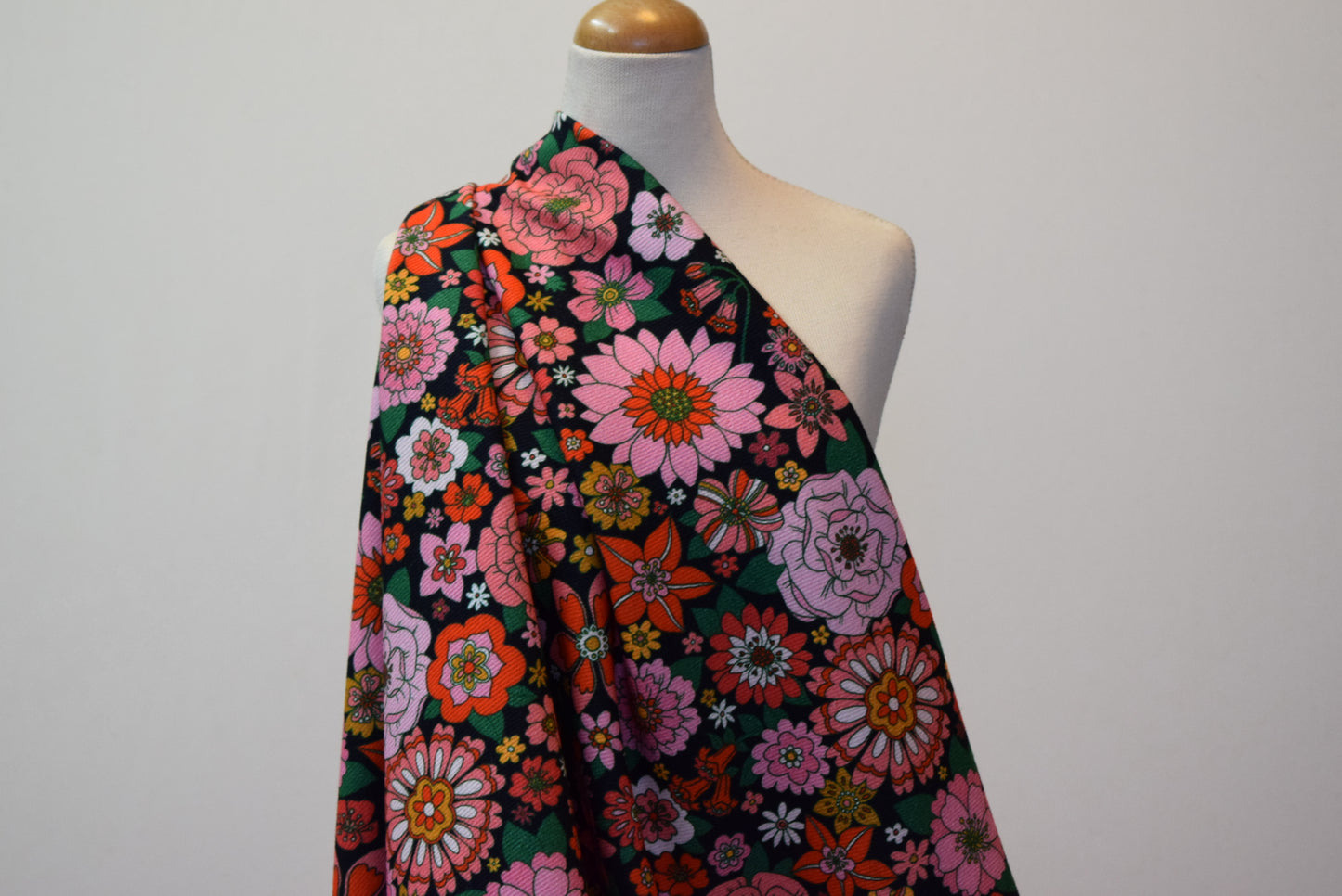 'Maggie' Printed Twill - Black (Fabric Godmother Collection)